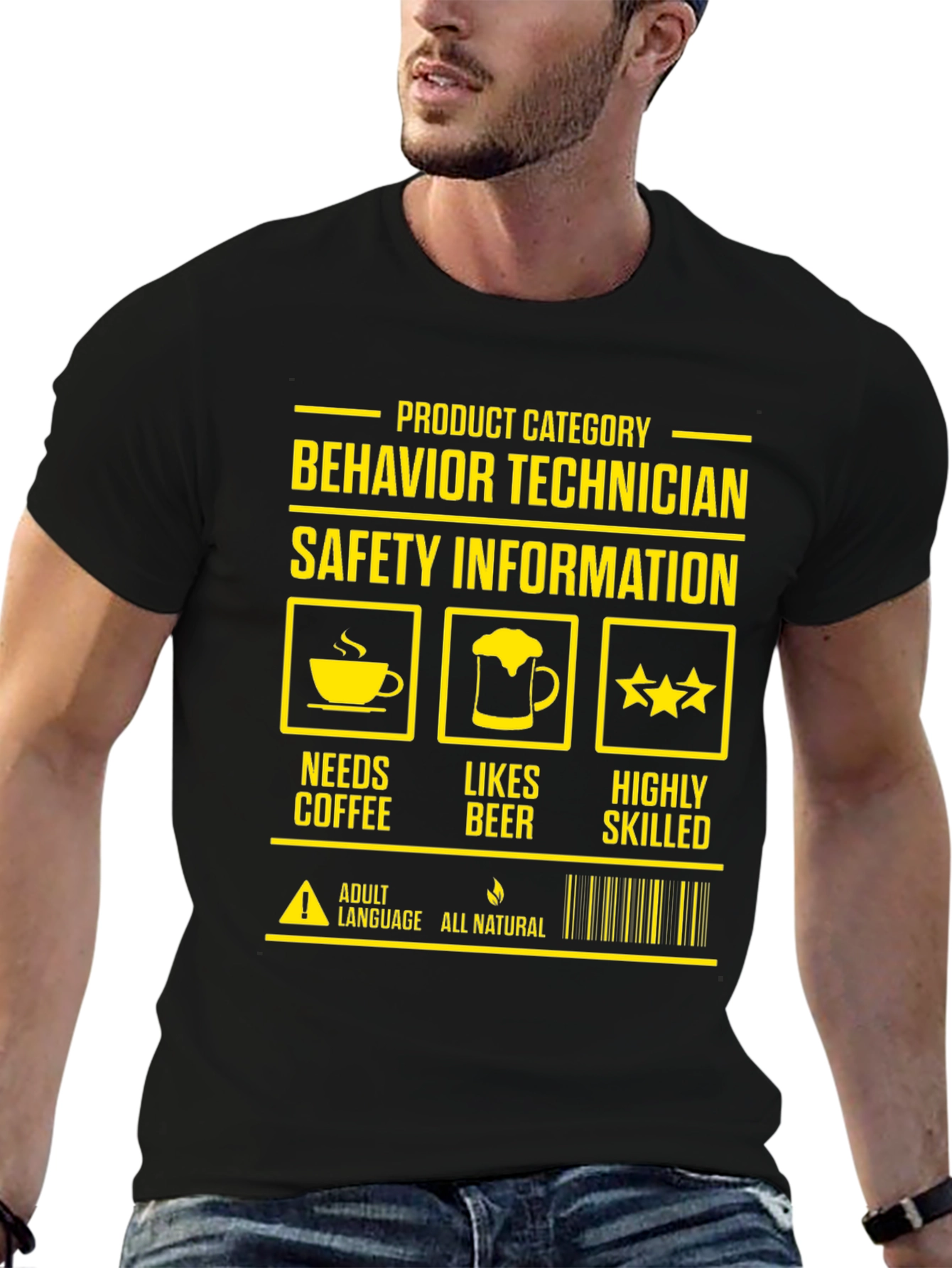 Behavior Technician T-Shirt: Needs Coffee Likes Beer