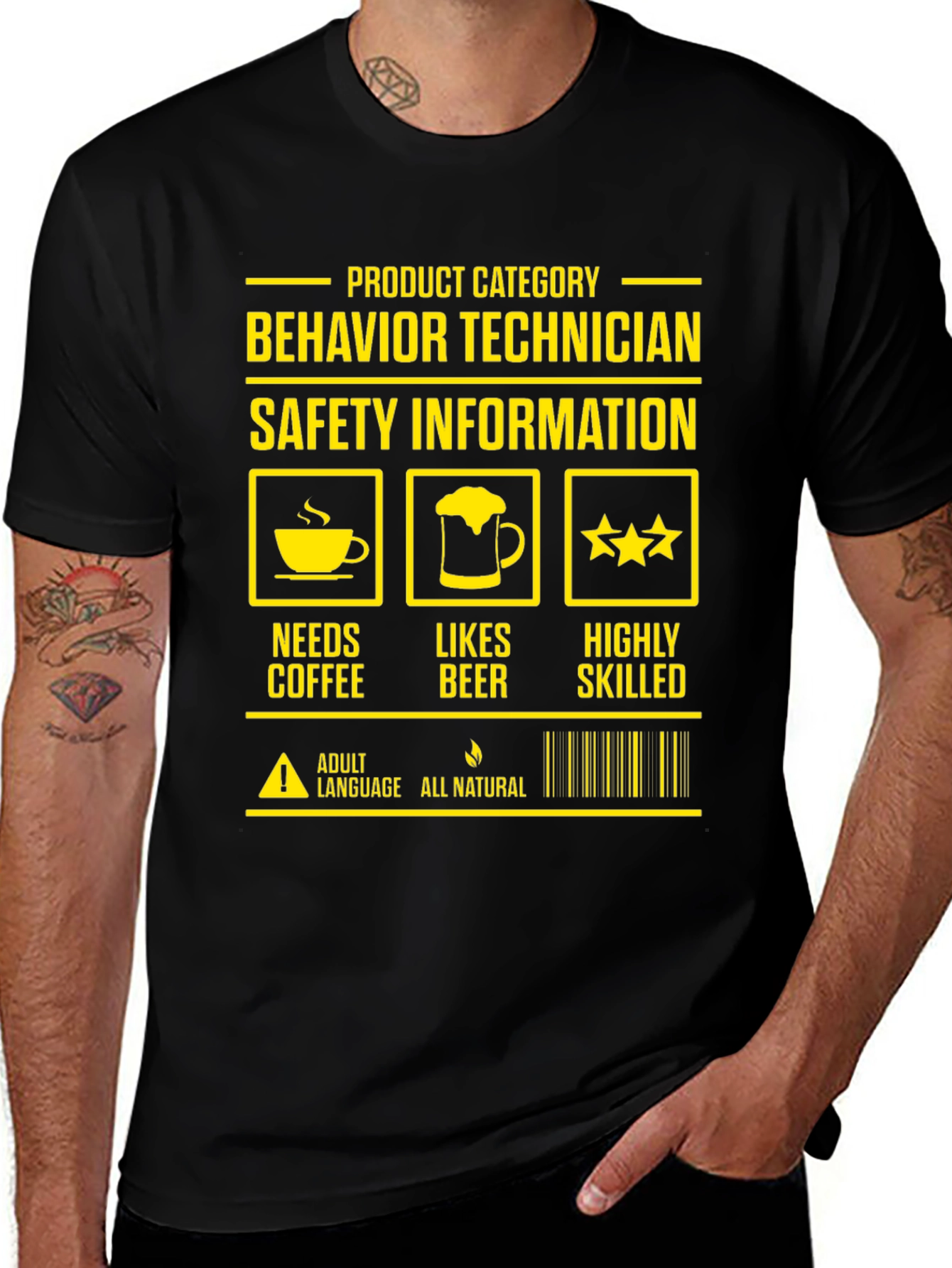 Behavior Technician T-Shirt: Needs Coffee Likes Beer