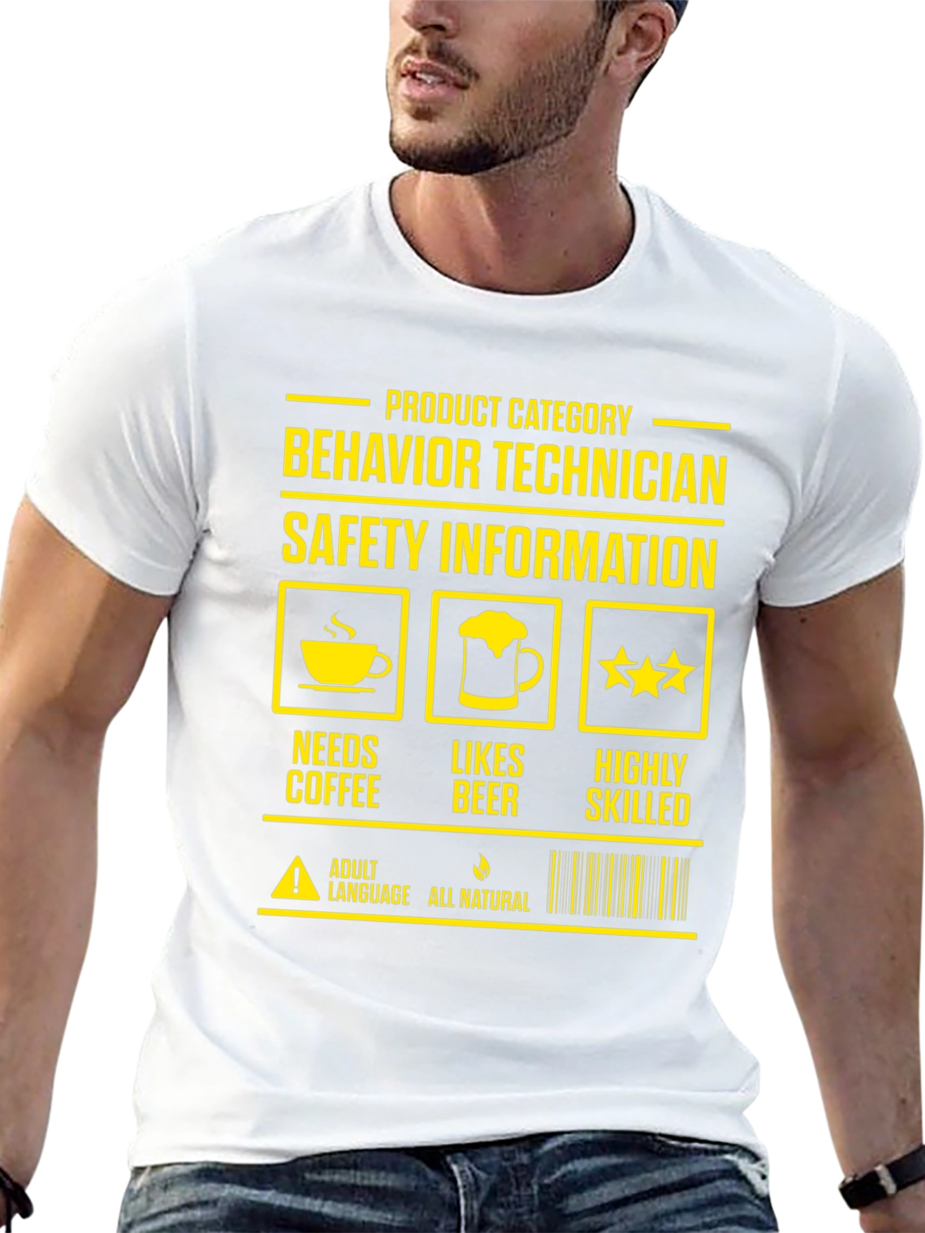 Behavior Technician T-Shirt: Needs Coffee Likes Beer