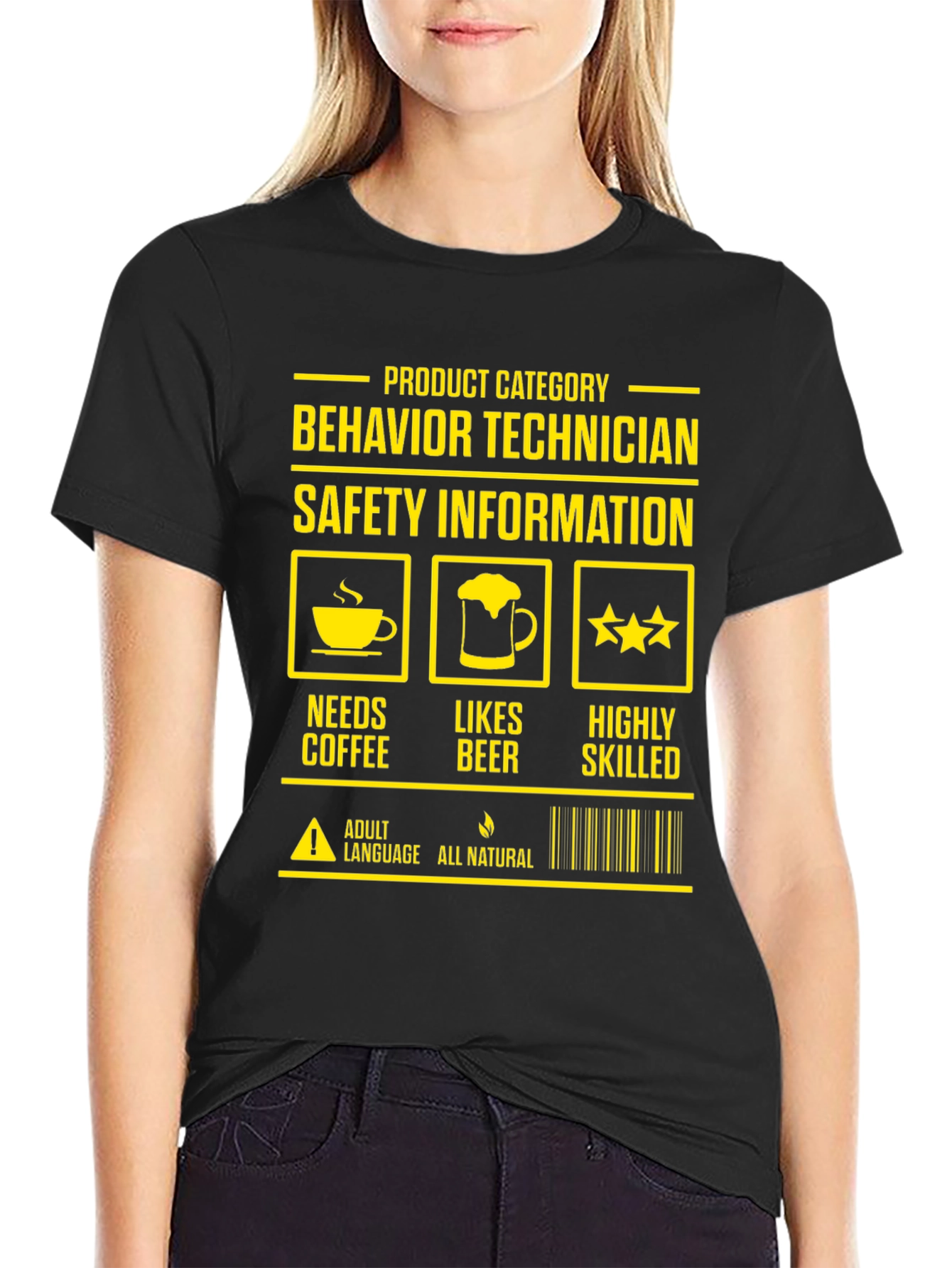 Behavior Technician T-Shirt: Needs Coffee Likes Beer