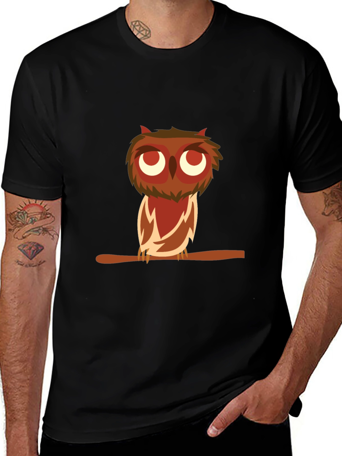 Owl Graphic Black Tee
