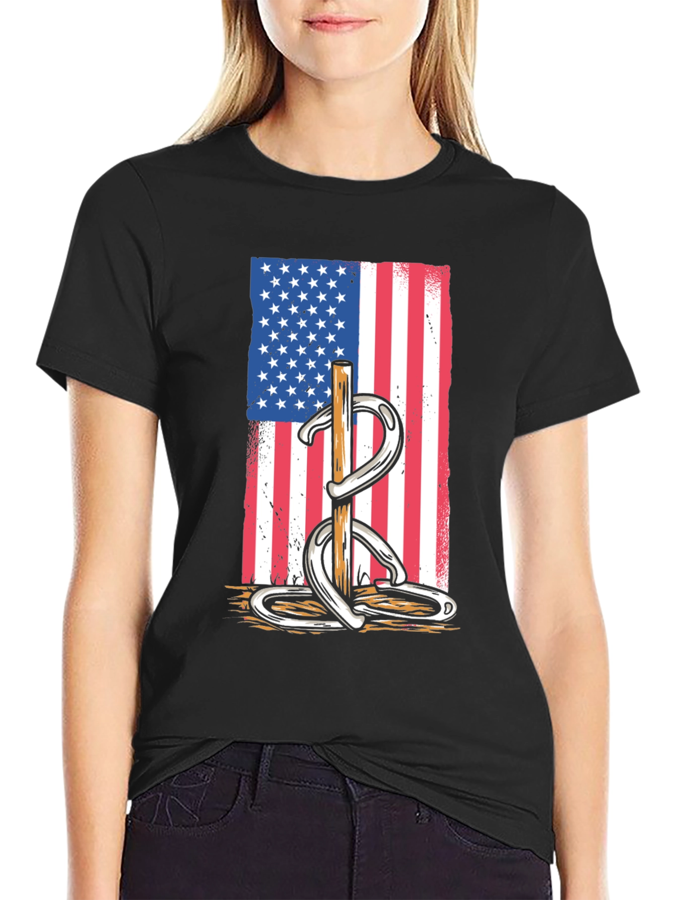 Horseshoe American Flag Graphic Tee