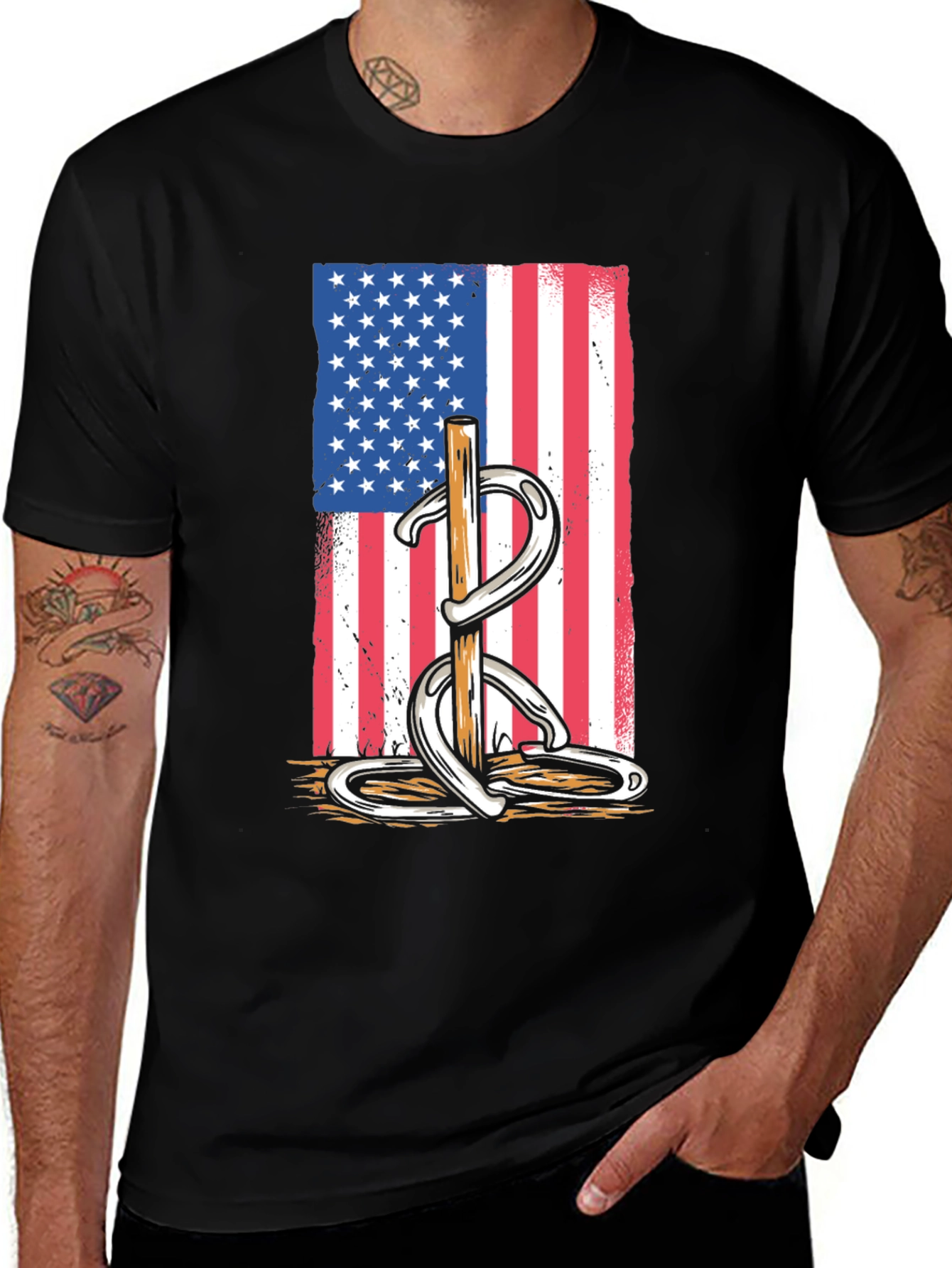 Horseshoe American Flag Graphic Tee