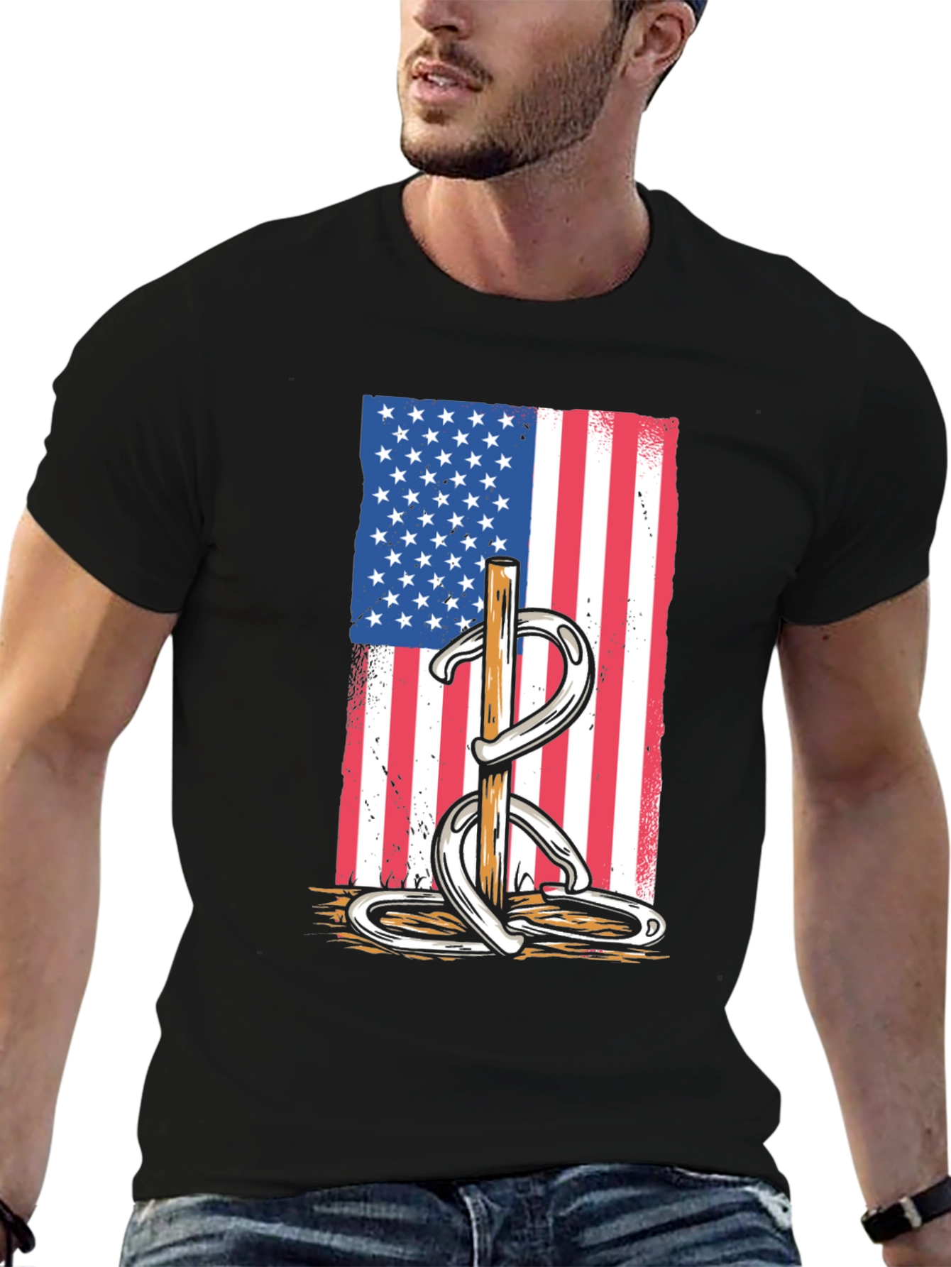 Horseshoe American Flag Graphic Tee