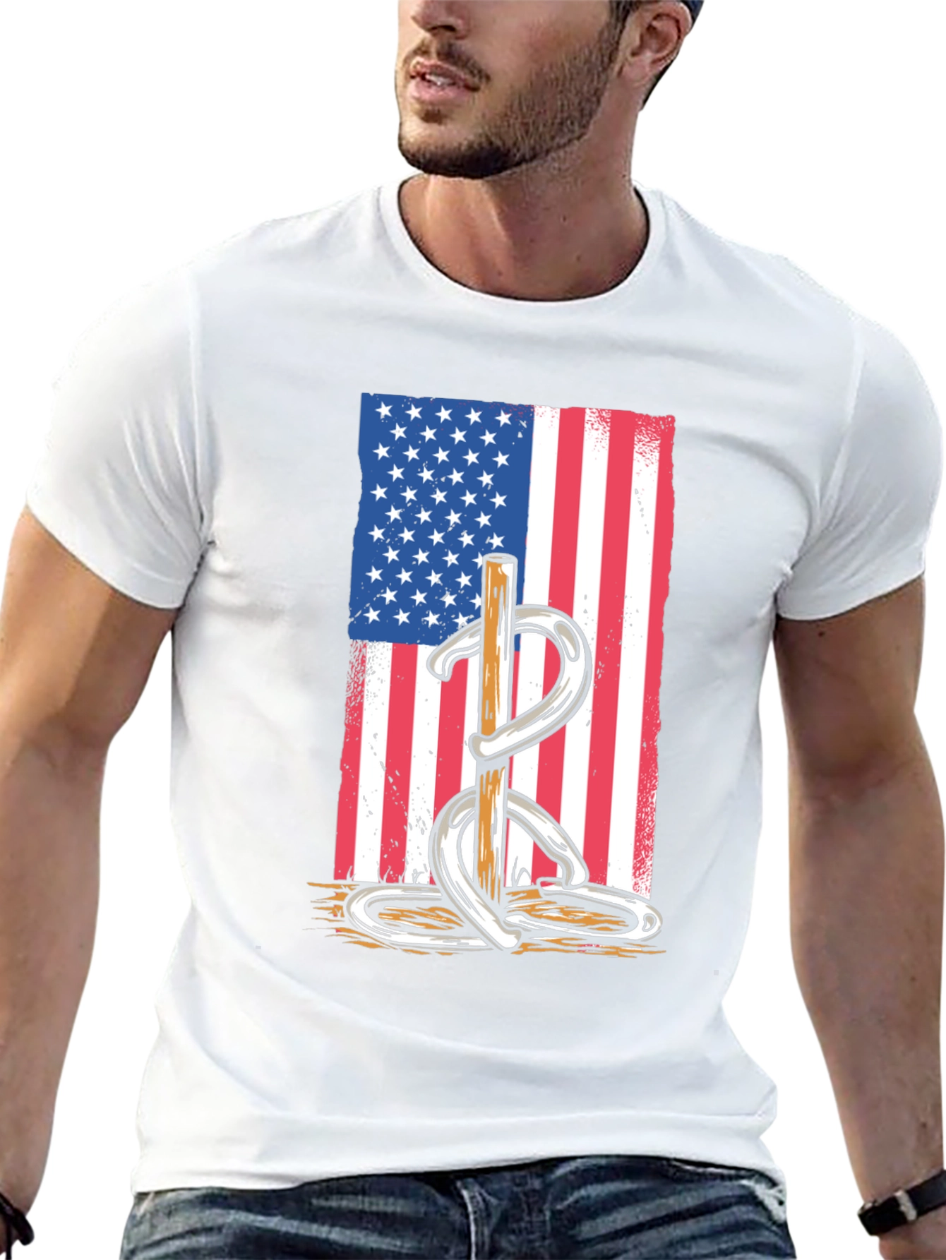 Horseshoe American Flag Graphic Tee