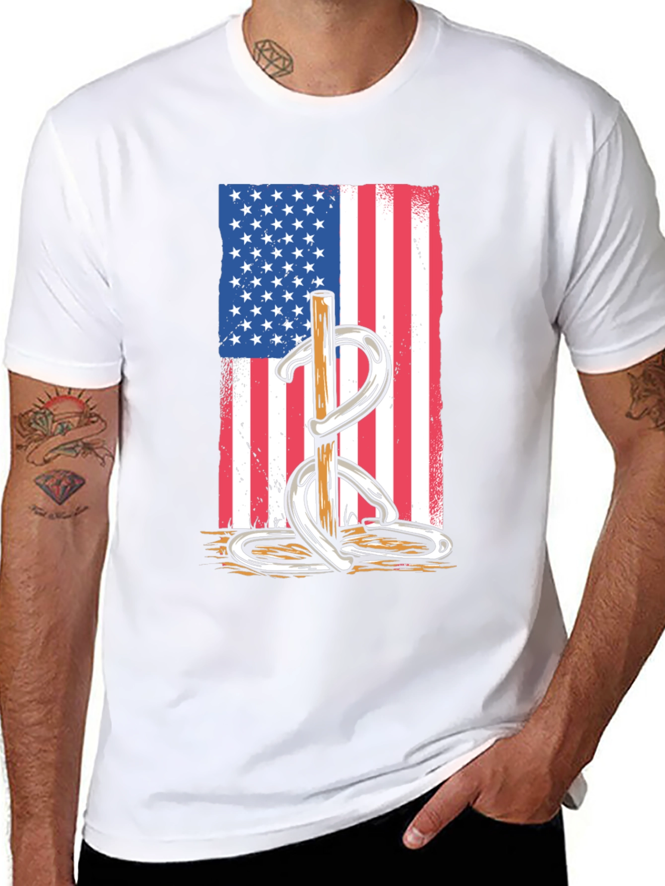 Horseshoe American Flag Graphic Tee
