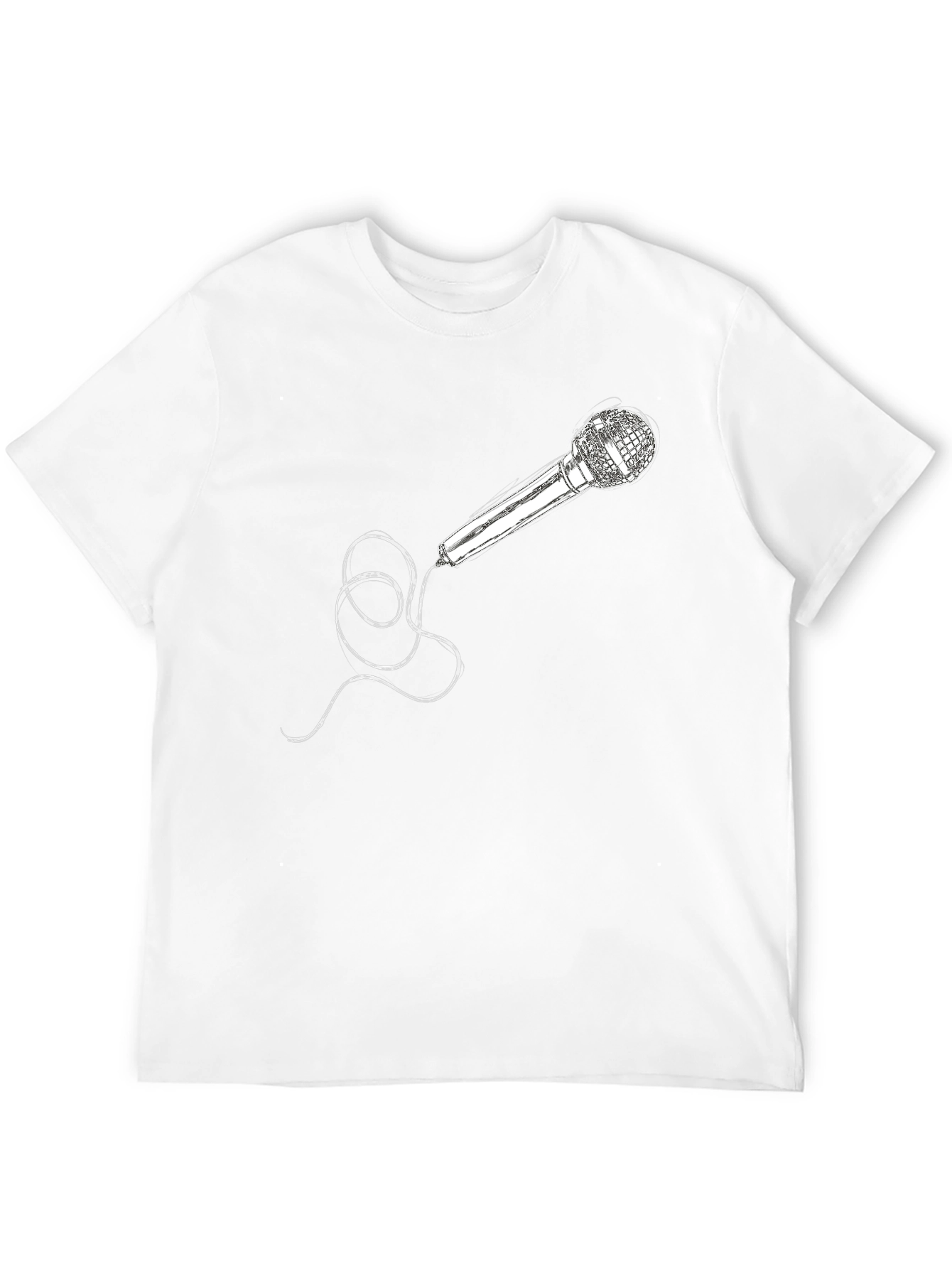 Microphone Graphic Tee - Black Crew Neck Cotton T-Shirt