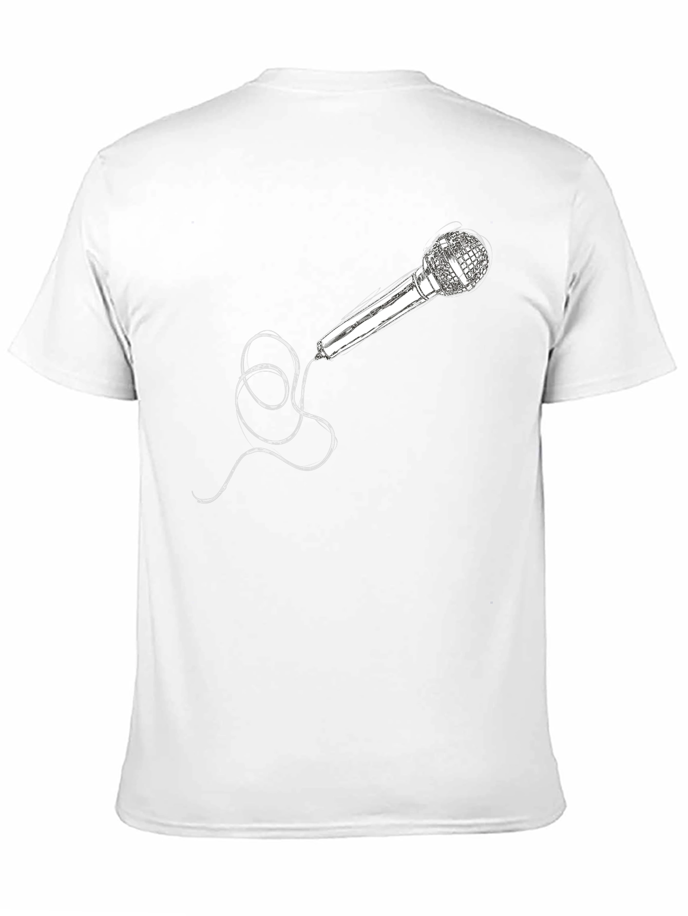 Microphone Graphic Tee - Black Crew Neck Cotton T-Shirt