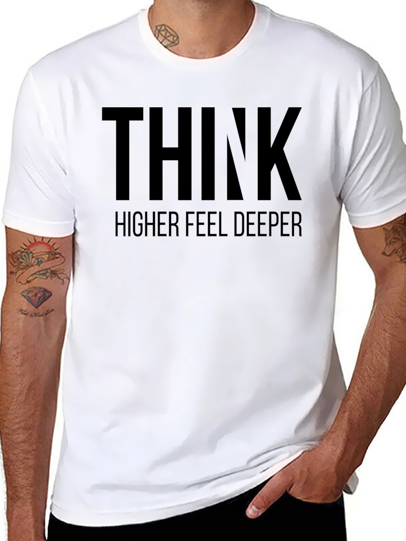 Think Higher Feel Deeper Black T-Shirt