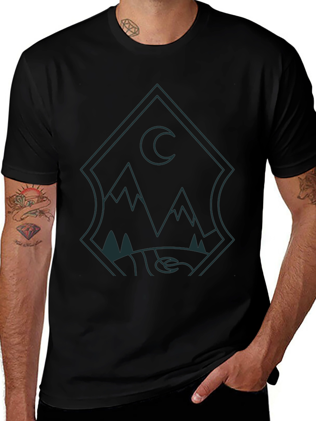 Mens Graphic Tee - Mountain Moon Design