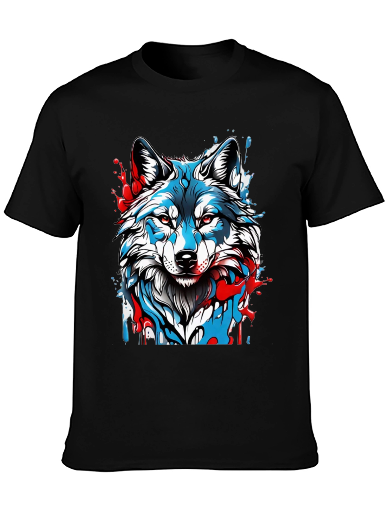Wolf Graphic Print Mens Black T-Shirt