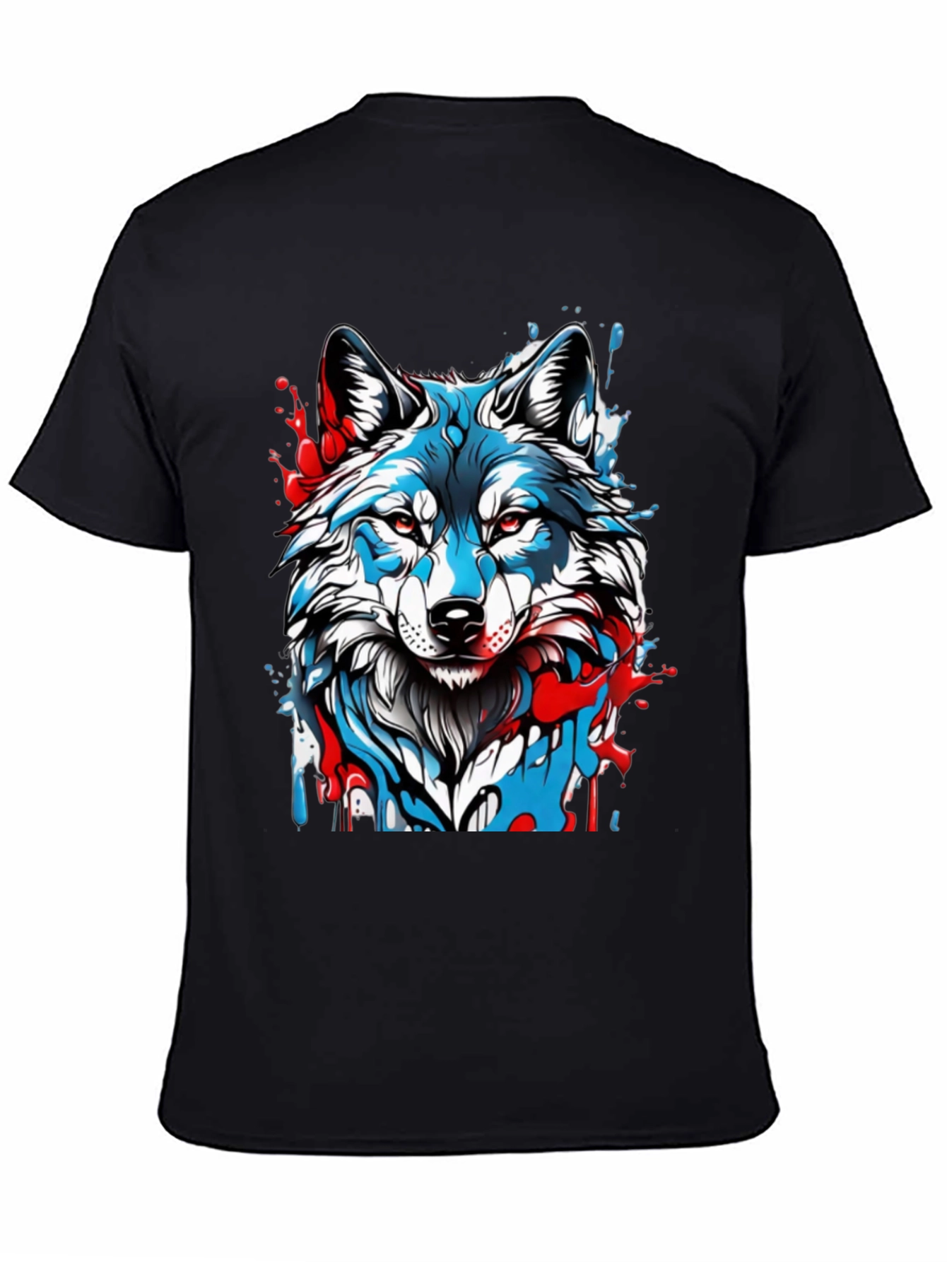 Wolf Graphic Print Mens Black T-Shirt