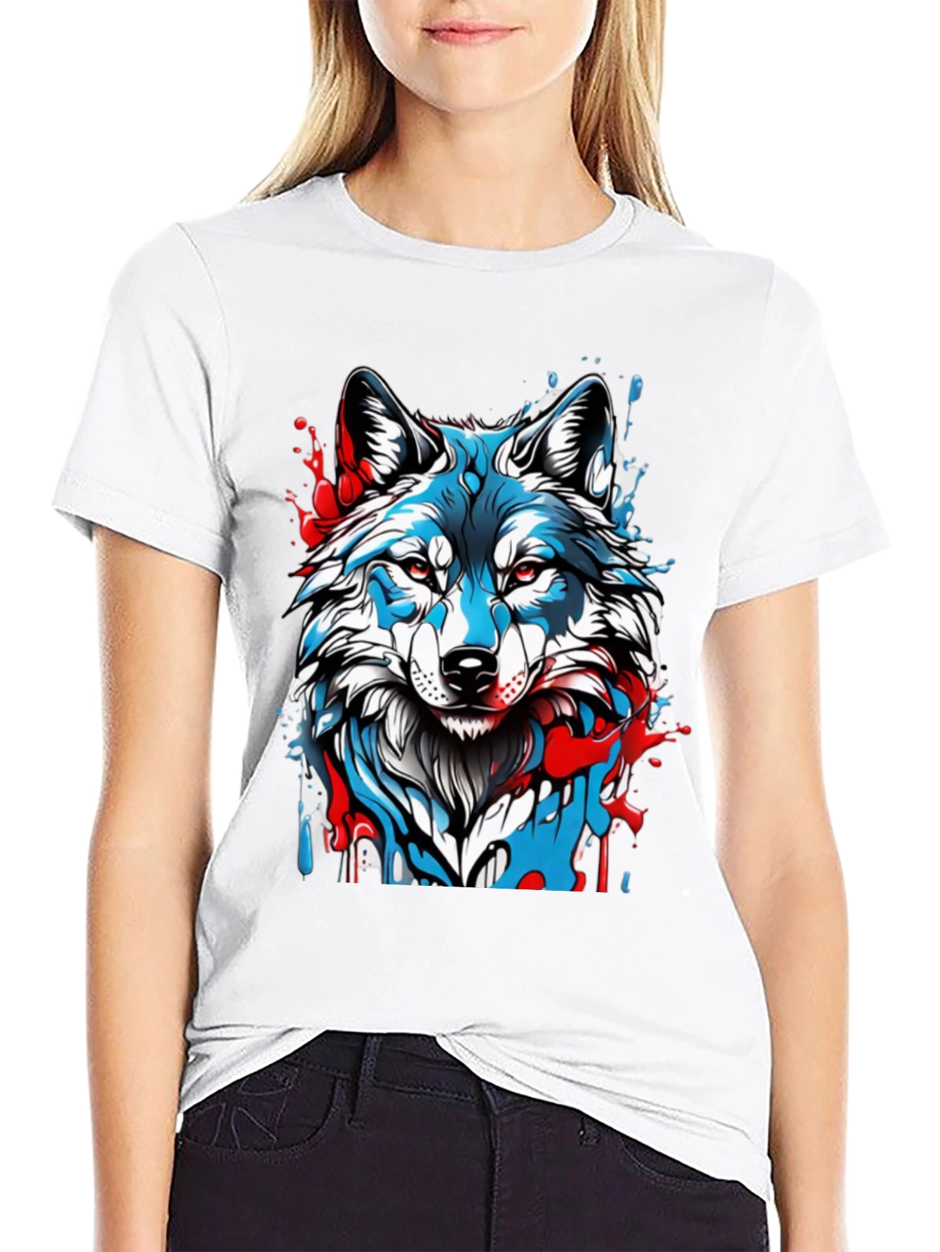Wolf Graphic Print Mens Black T-Shirt