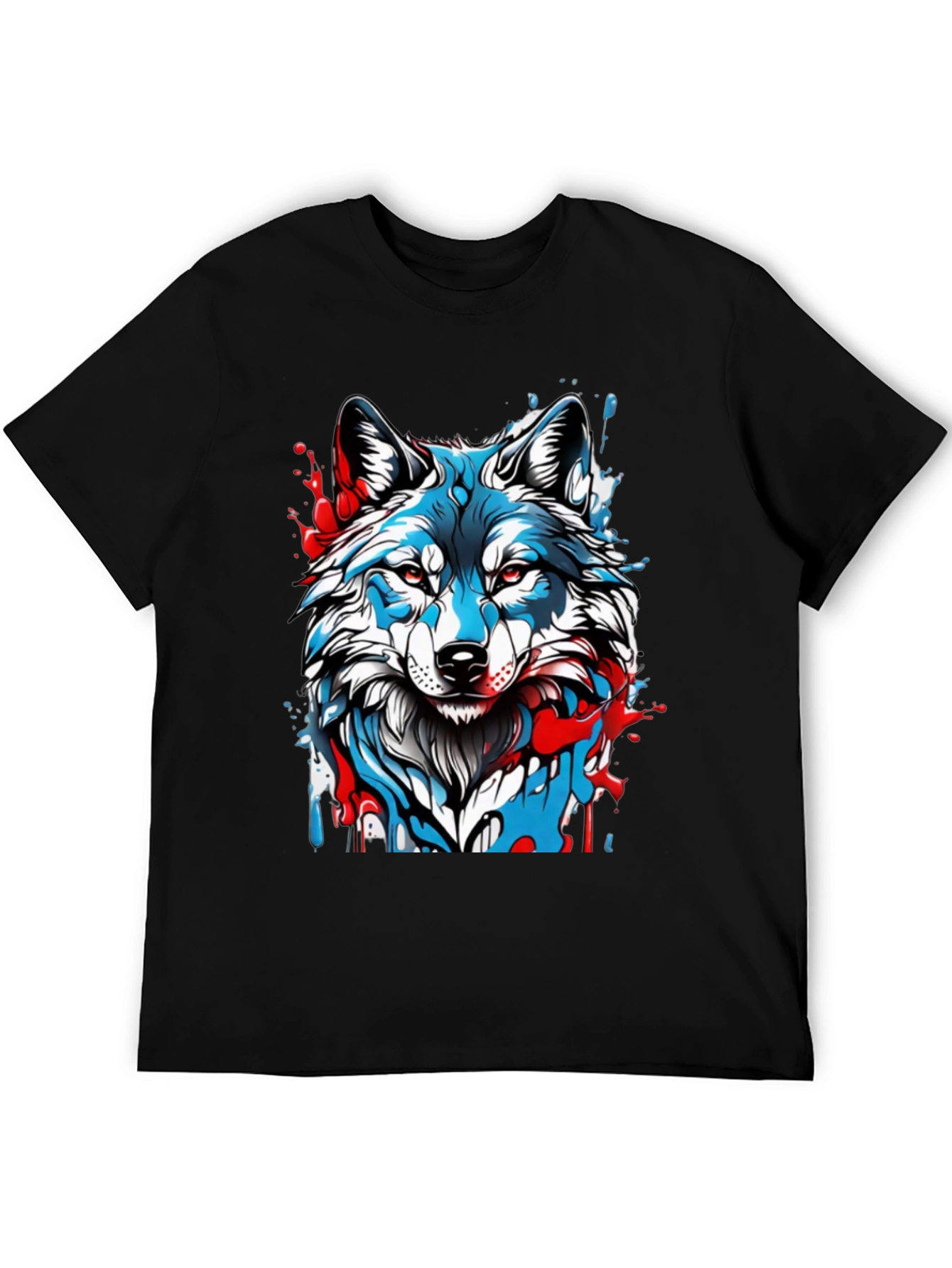 Wolf Graphic Print Mens Black T-Shirt