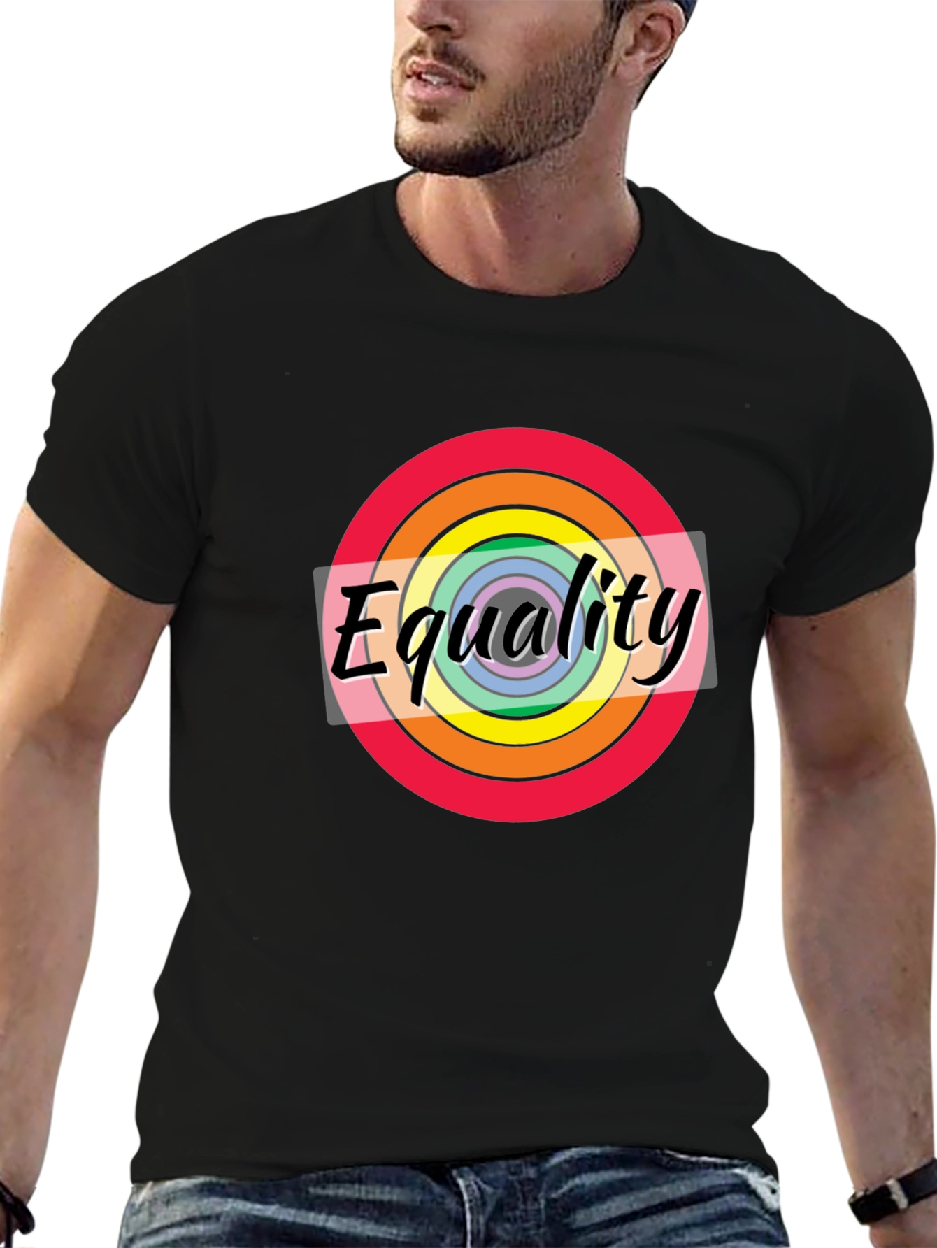 Equality Rainbow Pride T-Shirt - Unisex Black Tee