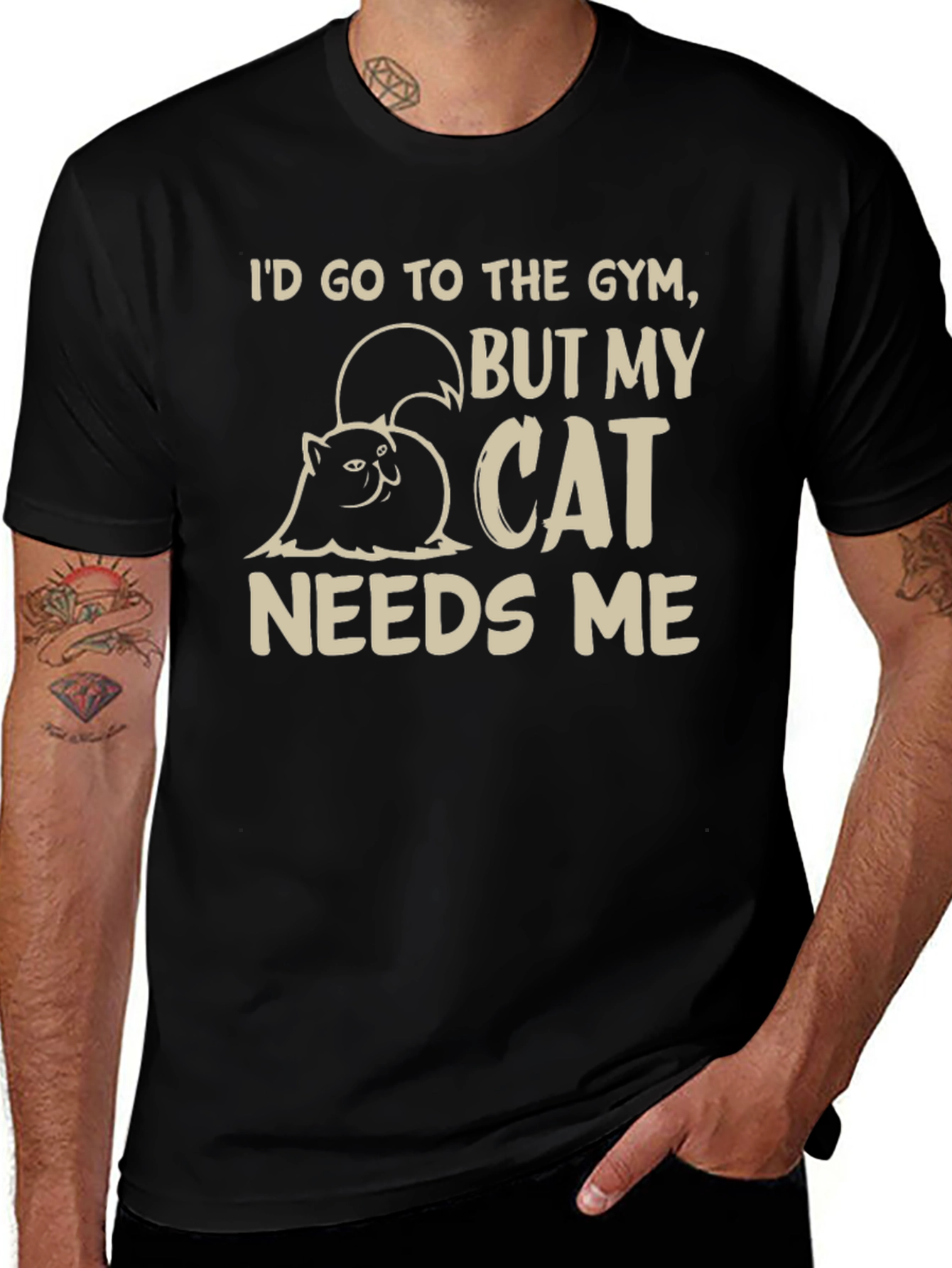 Cat Needs Me Graphic T-Shirt - Gym Excuse Tee