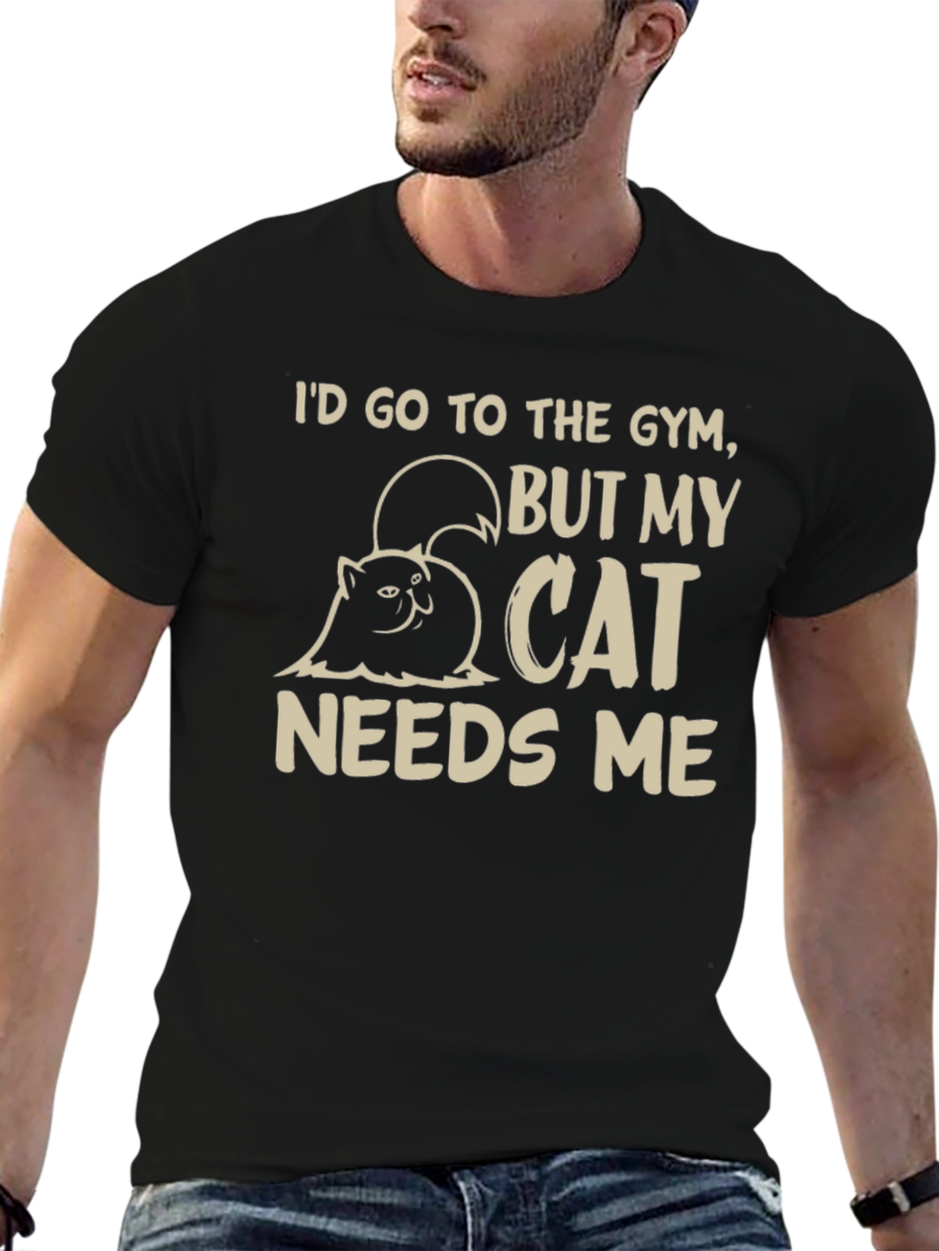 Cat Needs Me Graphic T-Shirt - Gym Excuse Tee