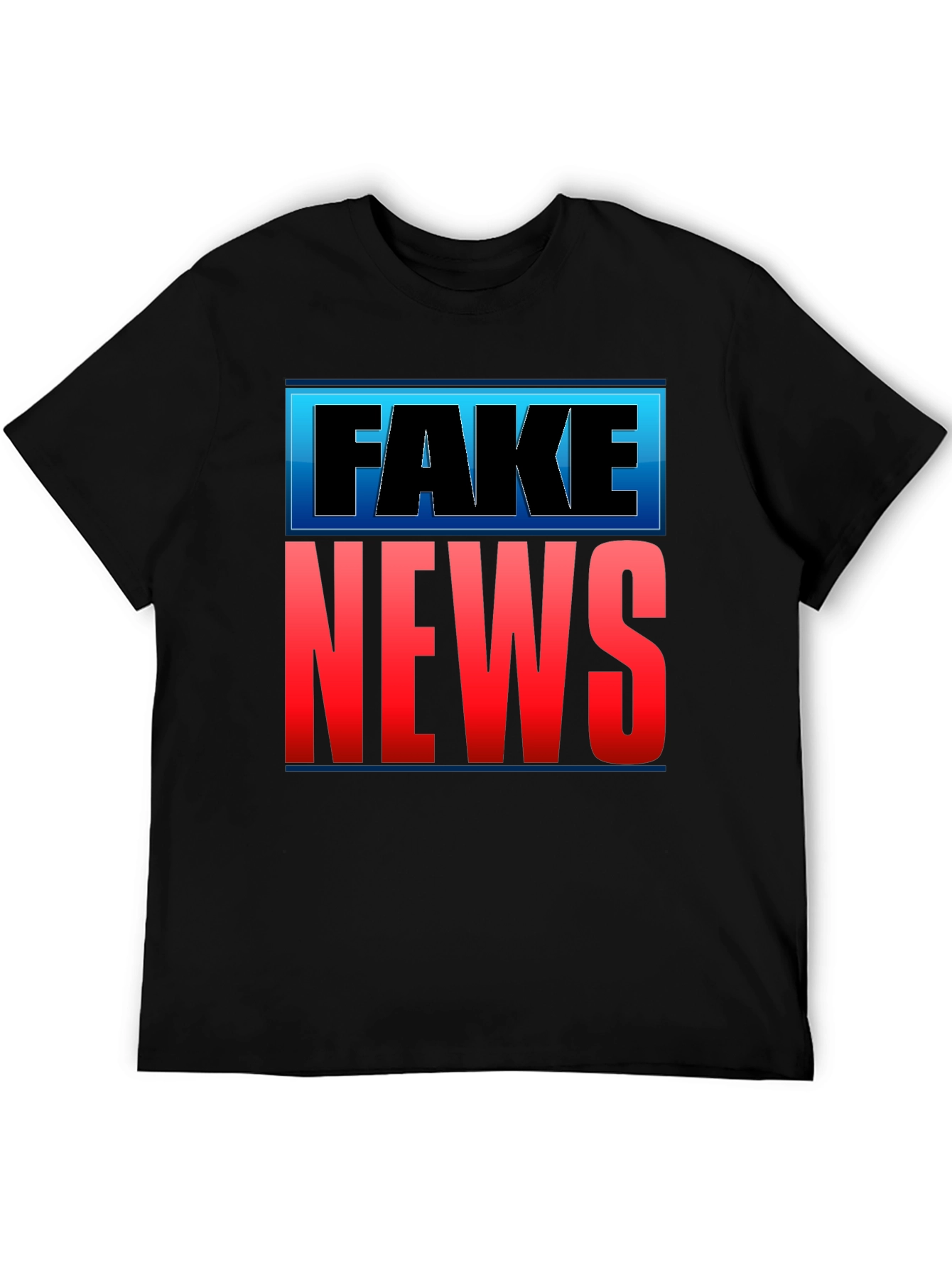 Fake News Graphic T-Shirt - Black Crew Neck