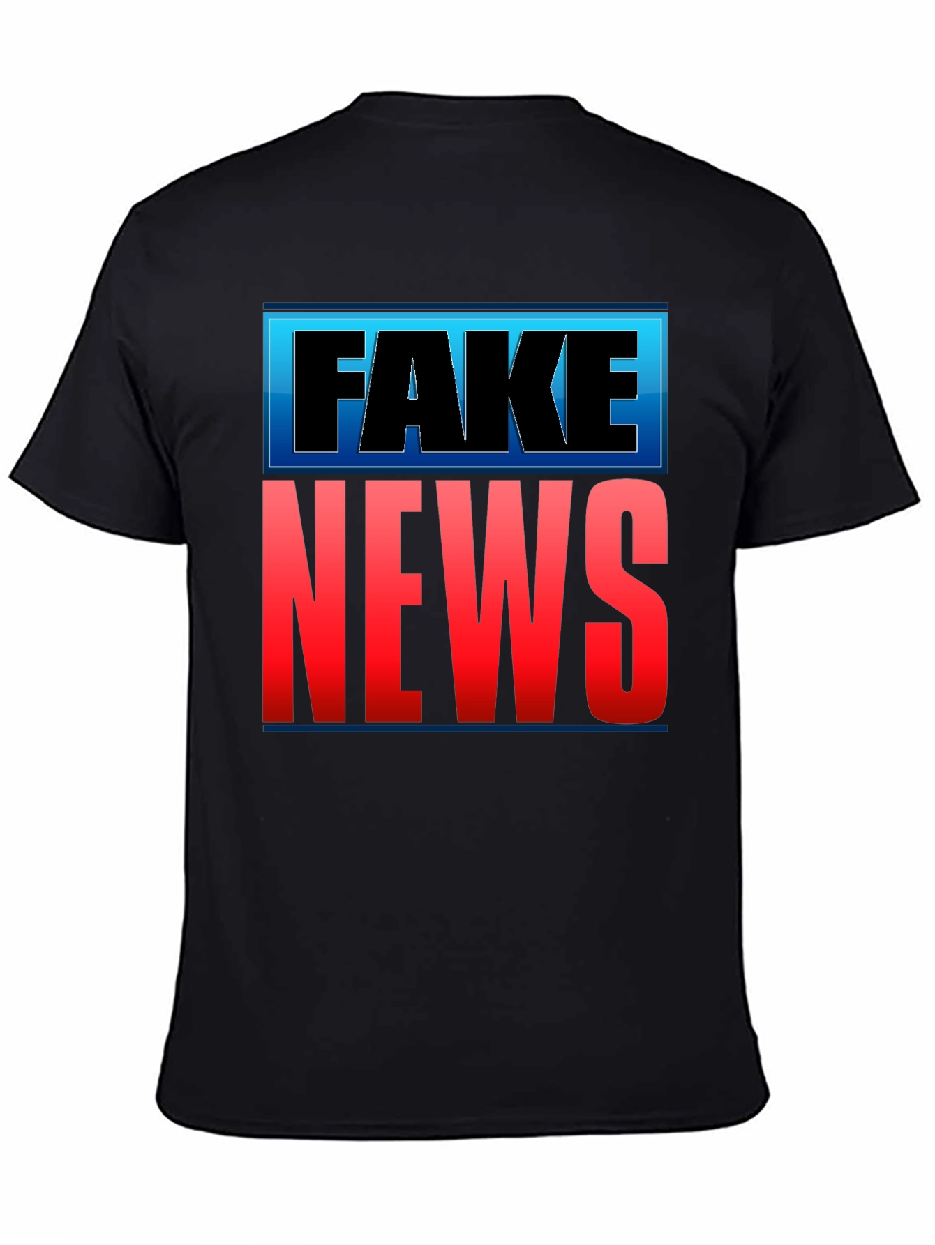 Fake News Graphic T-Shirt - Black Crew Neck