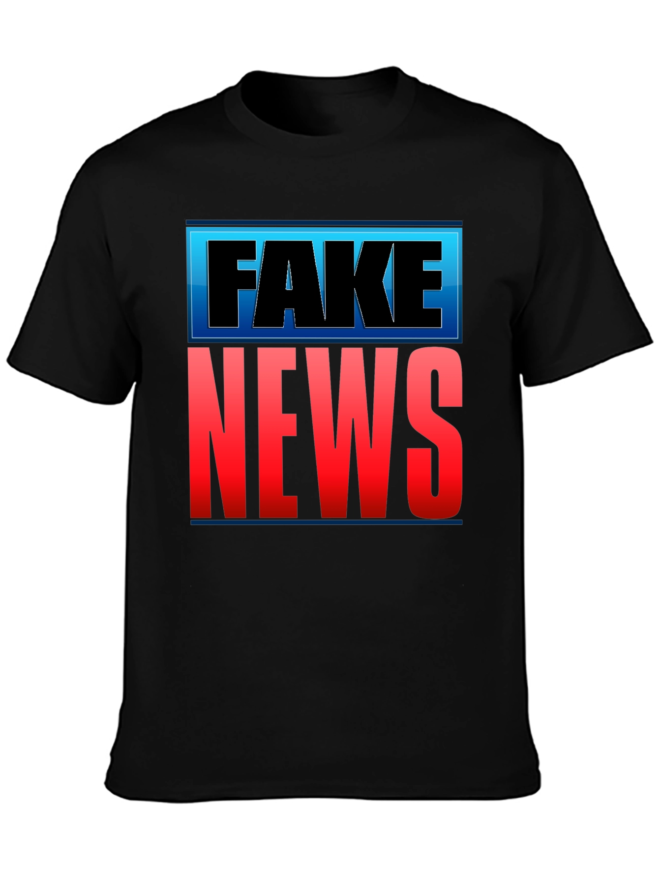 Fake News Graphic T-Shirt - Black Crew Neck