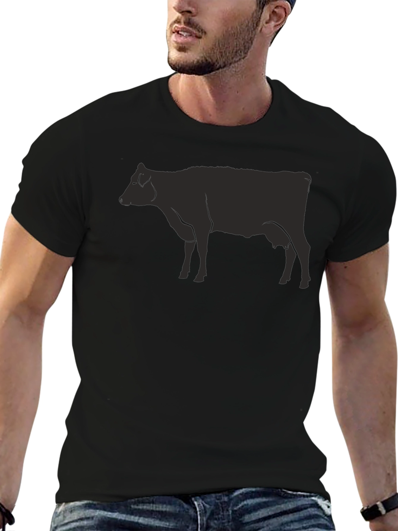 Black Cow Graphic Tee - Unisex Casual Top