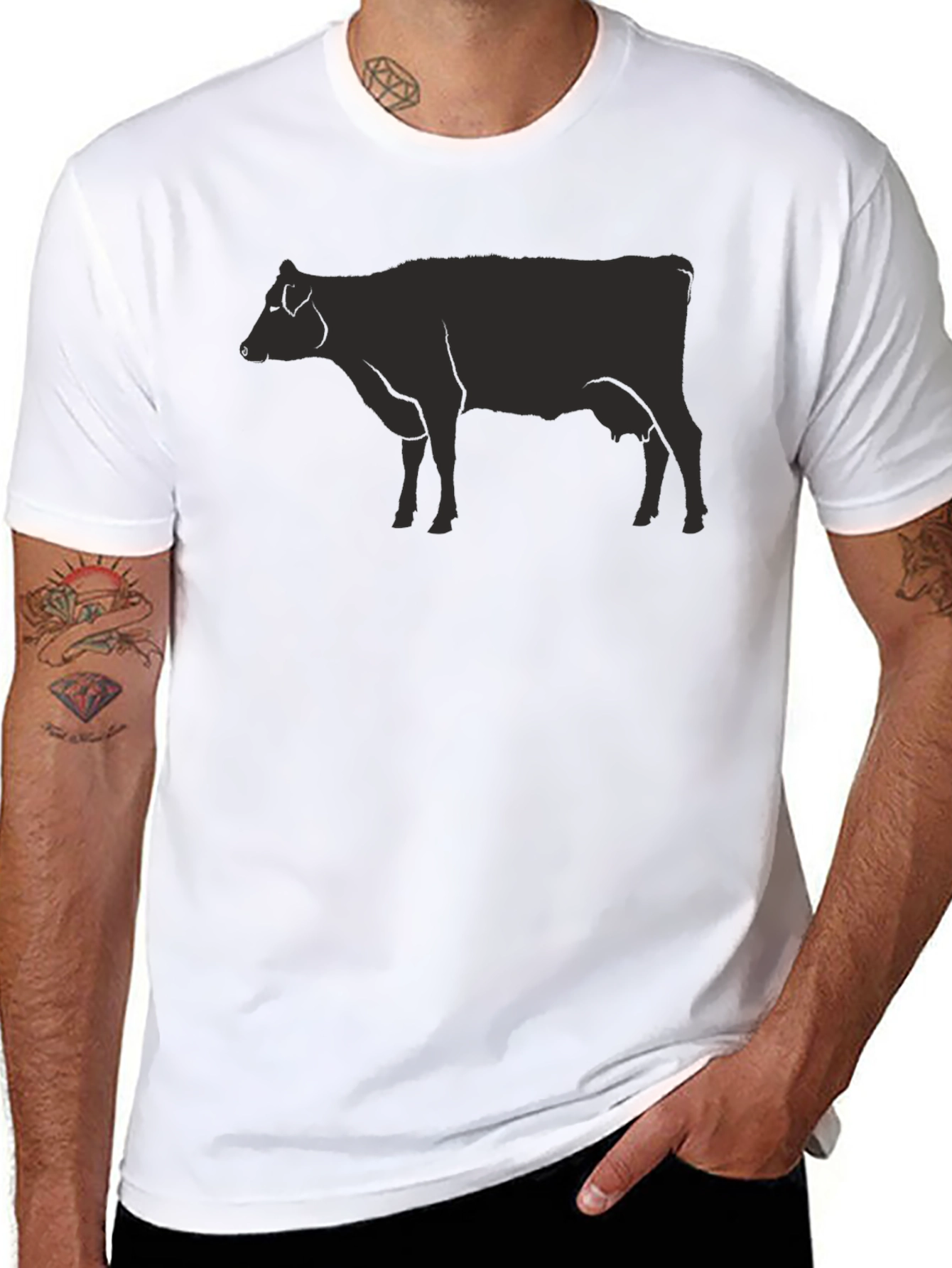 Black Cow Graphic Tee - Unisex Casual Top