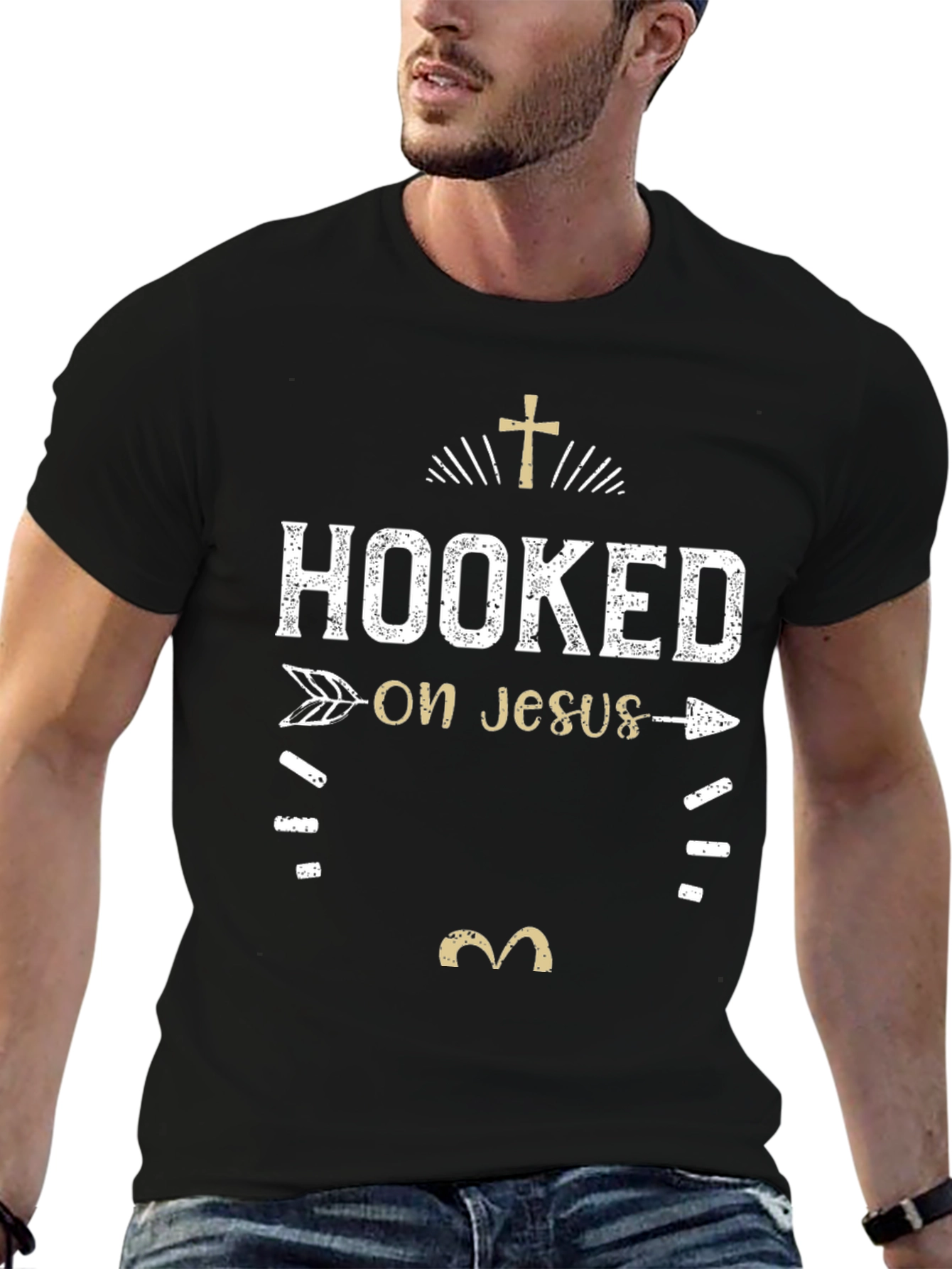 Hooked on Jesus Graphic T-Shirt - Religious Tee