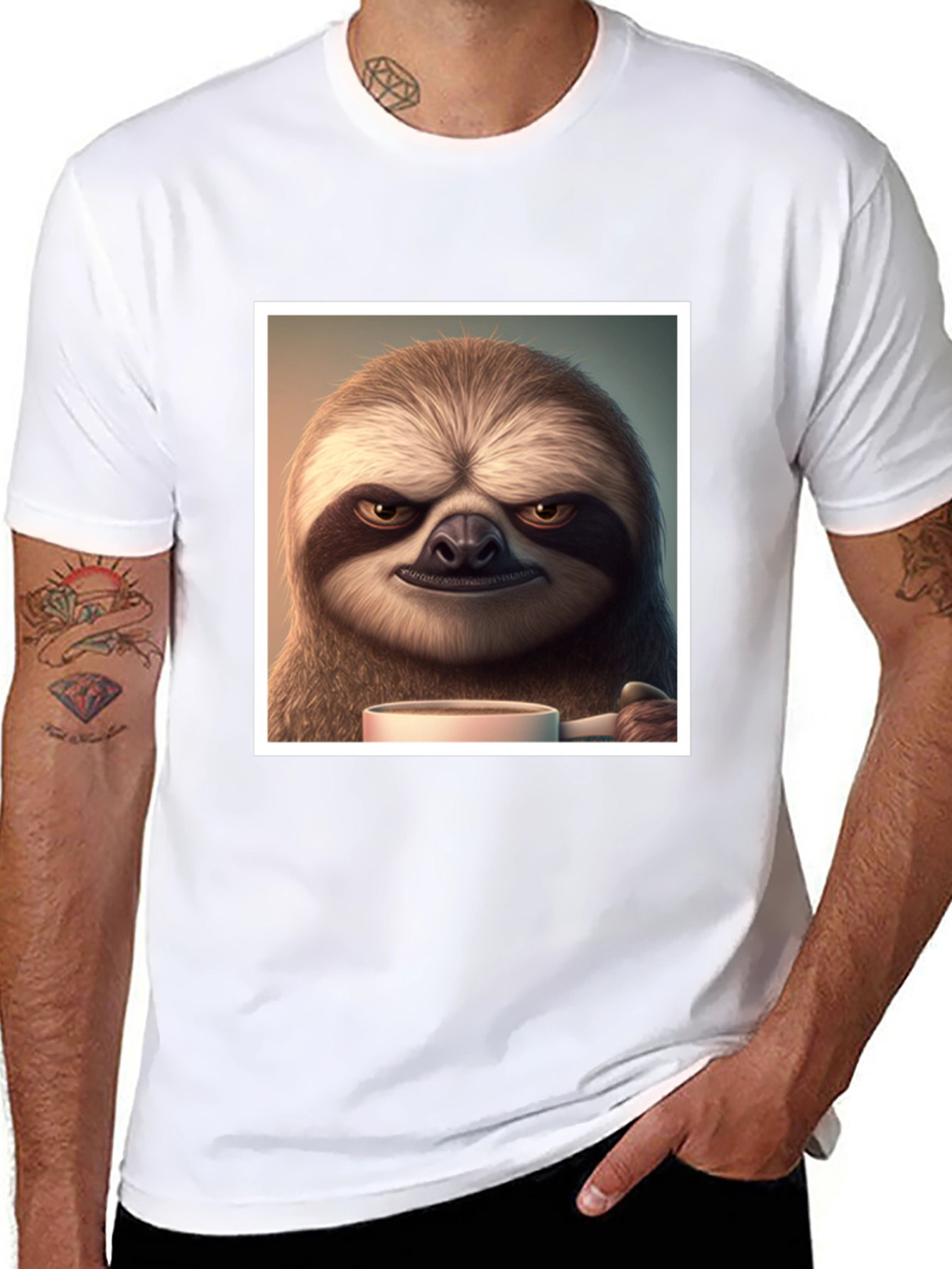 Grumpy Sloth Coffee T-Shirt - Funny Novelty Tee