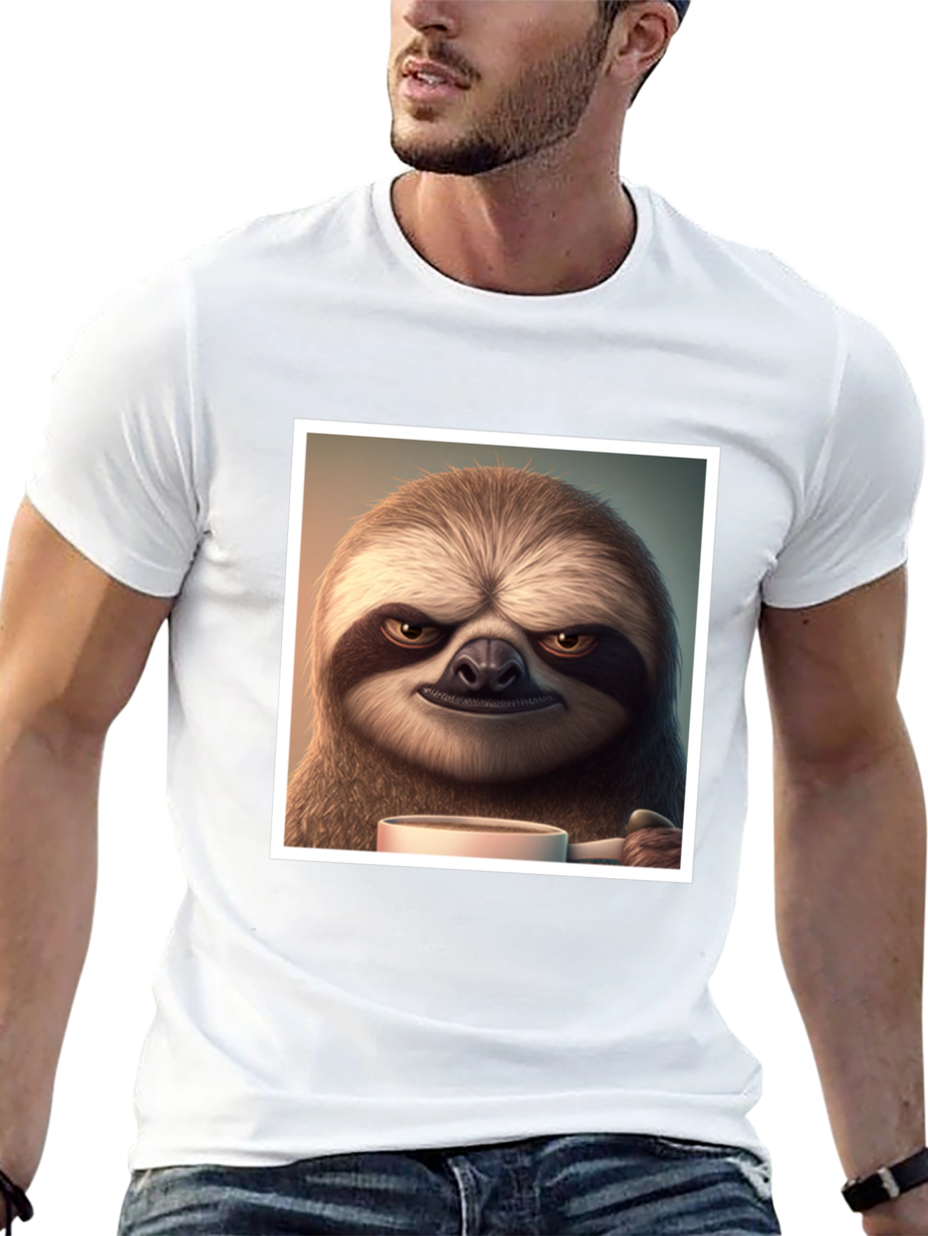 Grumpy Sloth Coffee T-Shirt - Funny Novelty Tee