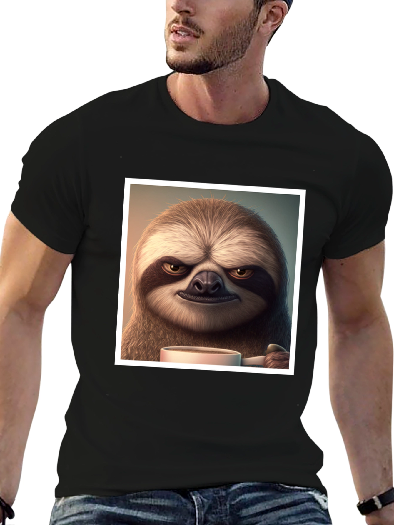 Grumpy Sloth Coffee T-Shirt - Funny Novelty Tee
