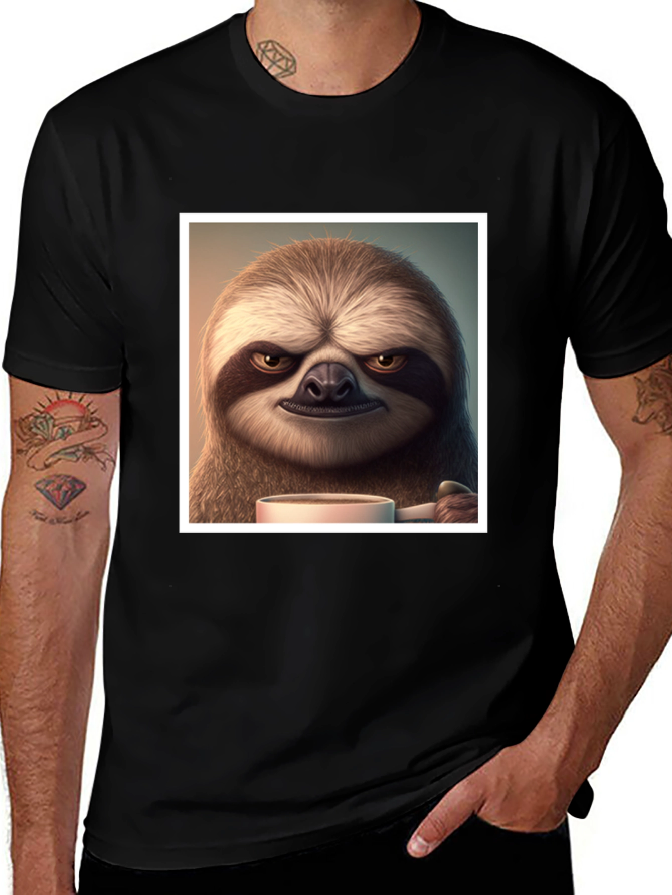 Grumpy Sloth Coffee T-Shirt - Funny Novelty Tee