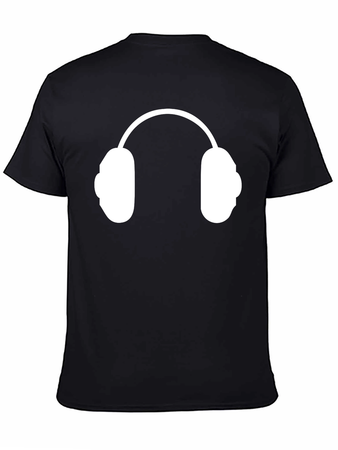 Headphone Graphic Tee - Stylish Black T-Shirt