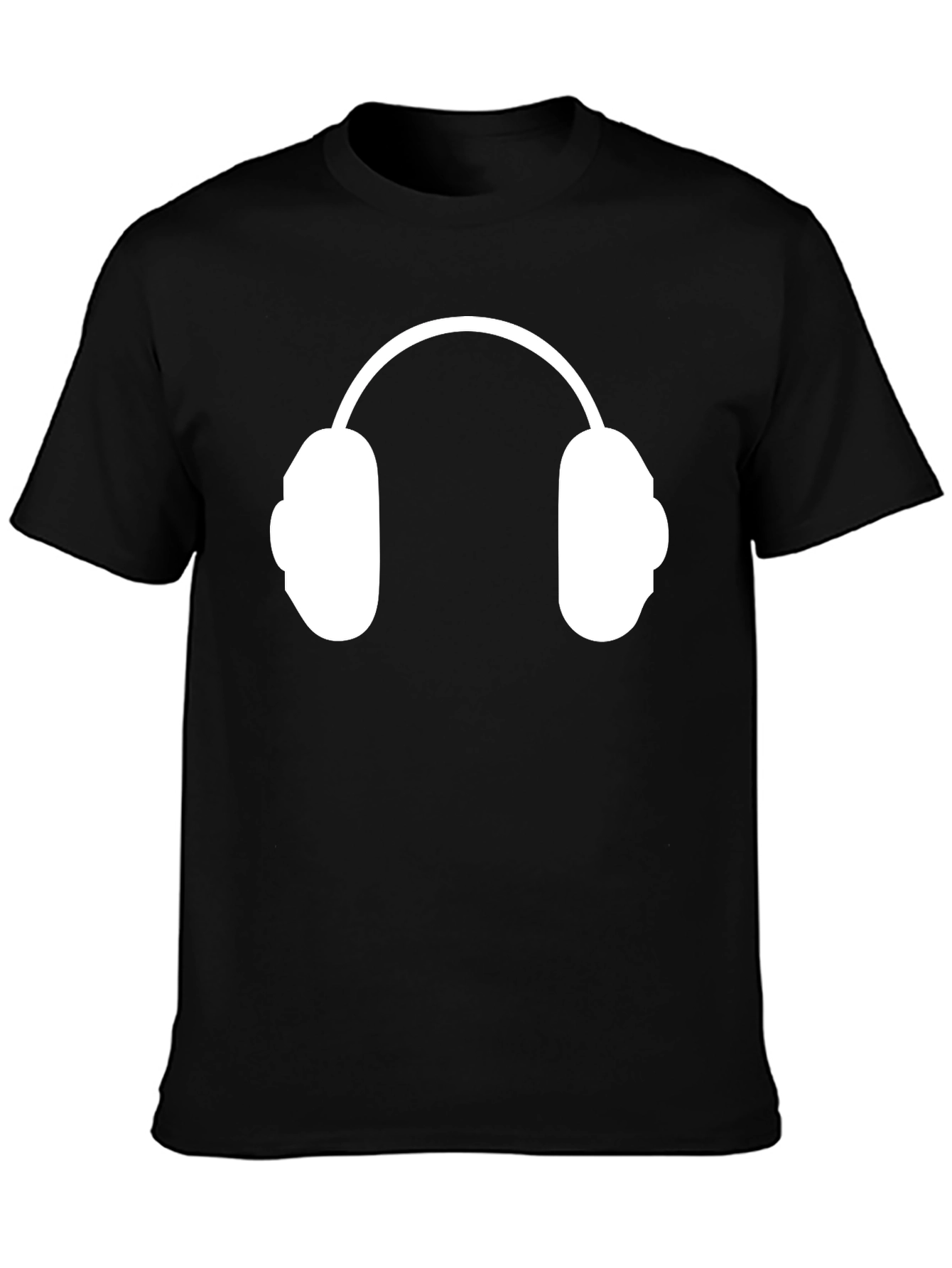 Headphone Graphic Tee - Stylish Black T-Shirt