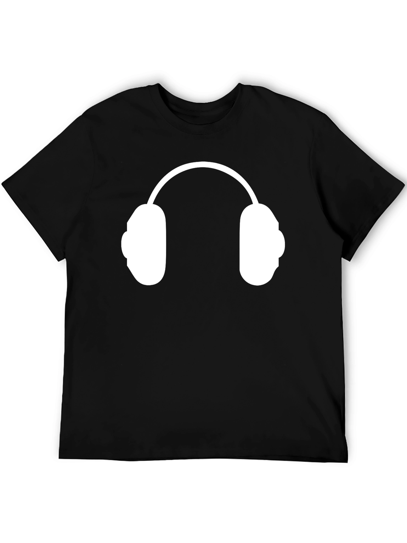 Headphone Graphic Tee - Stylish Black T-Shirt