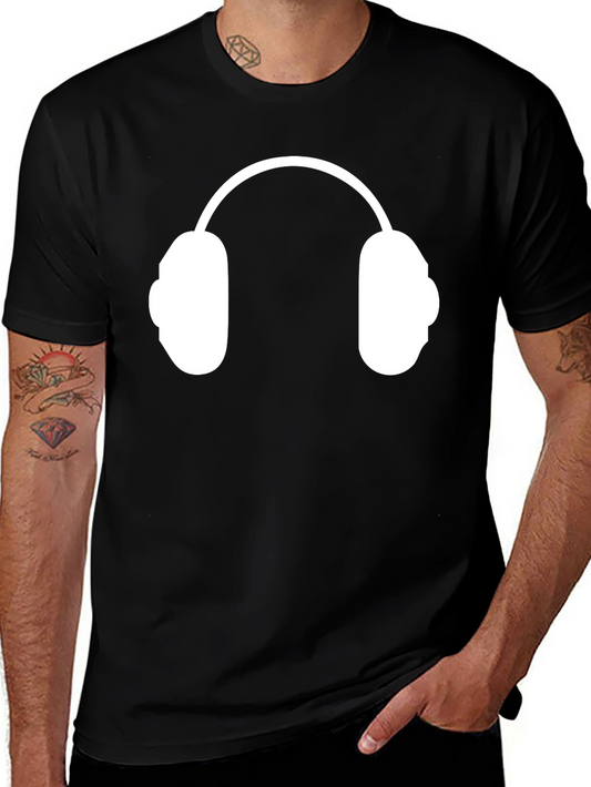 Headphone Graphic Tee - Stylish Black T-Shirt