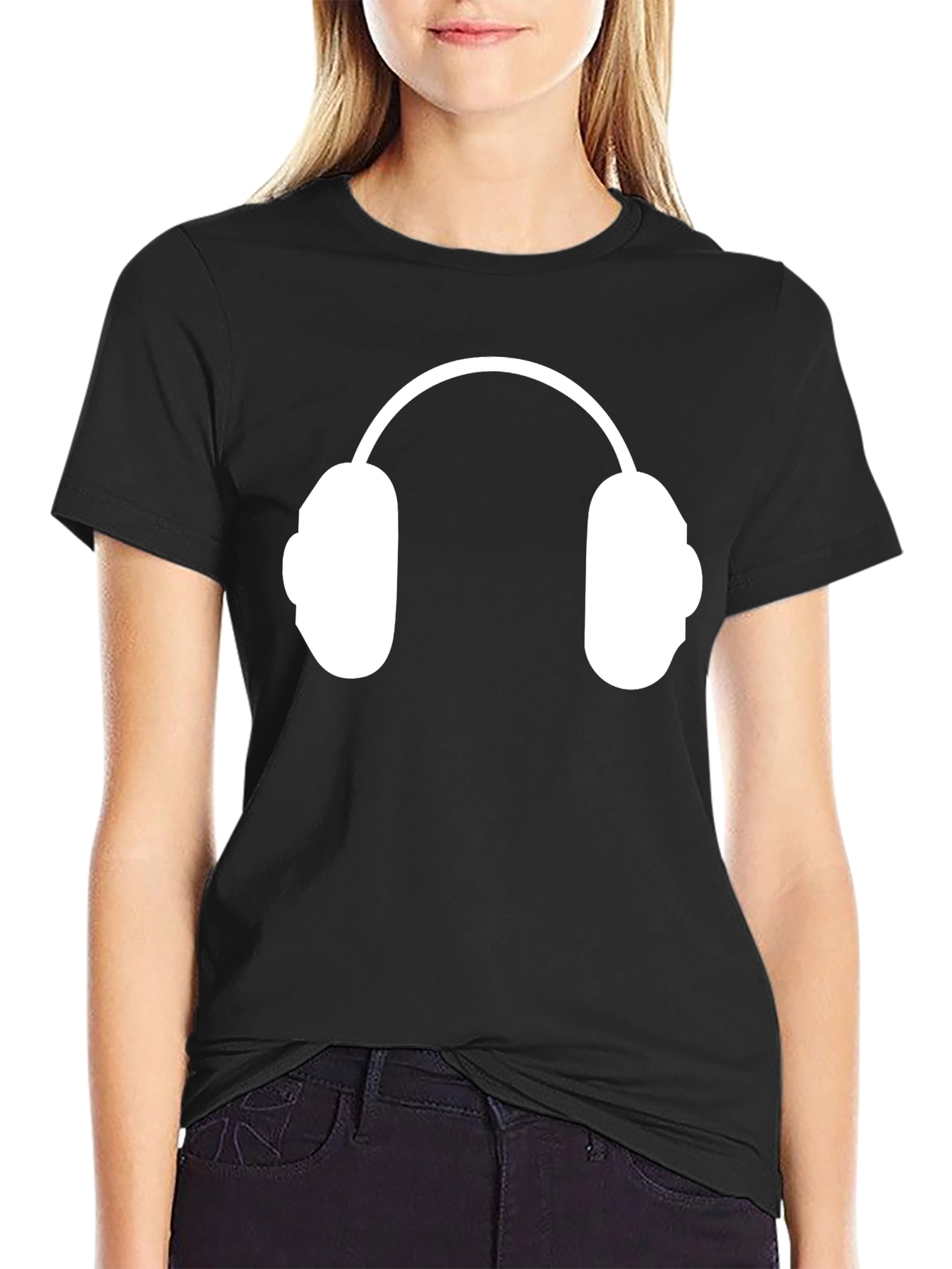 Headphone Graphic Tee - Stylish Black T-Shirt