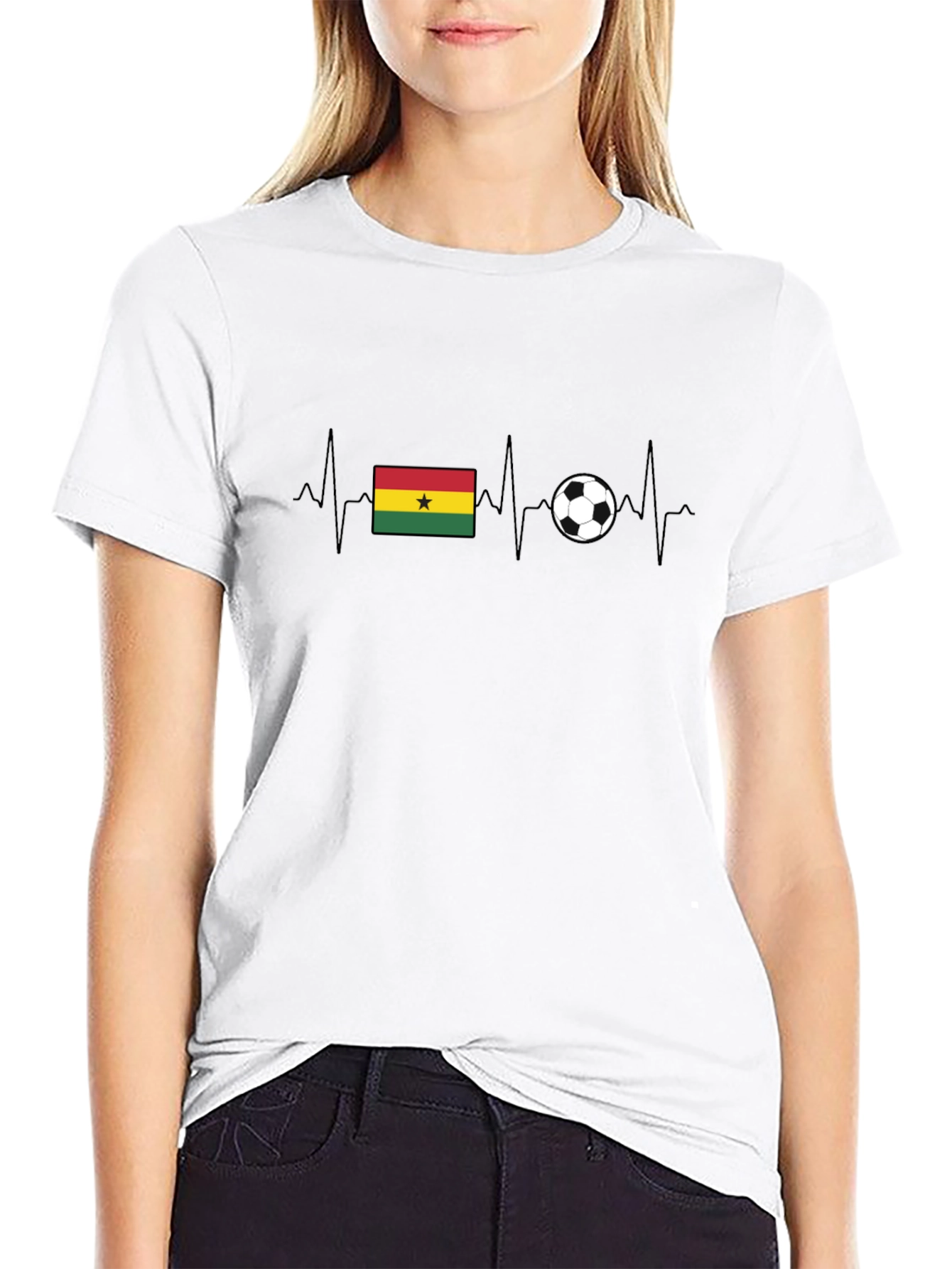 Ghana Soccer Flag Heartbeat T-Shirt