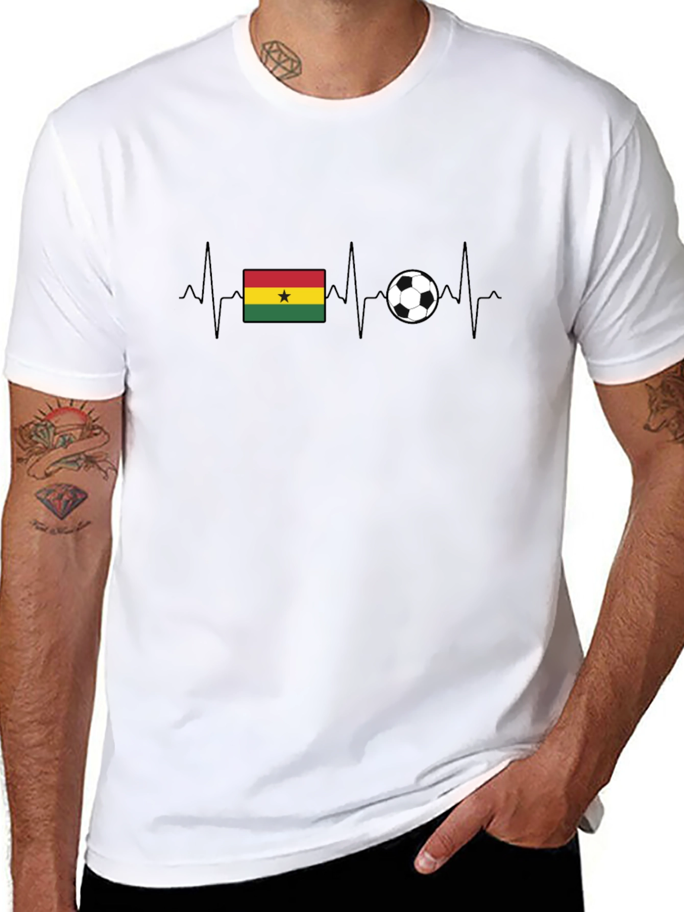 Ghana Soccer Flag Heartbeat T-Shirt