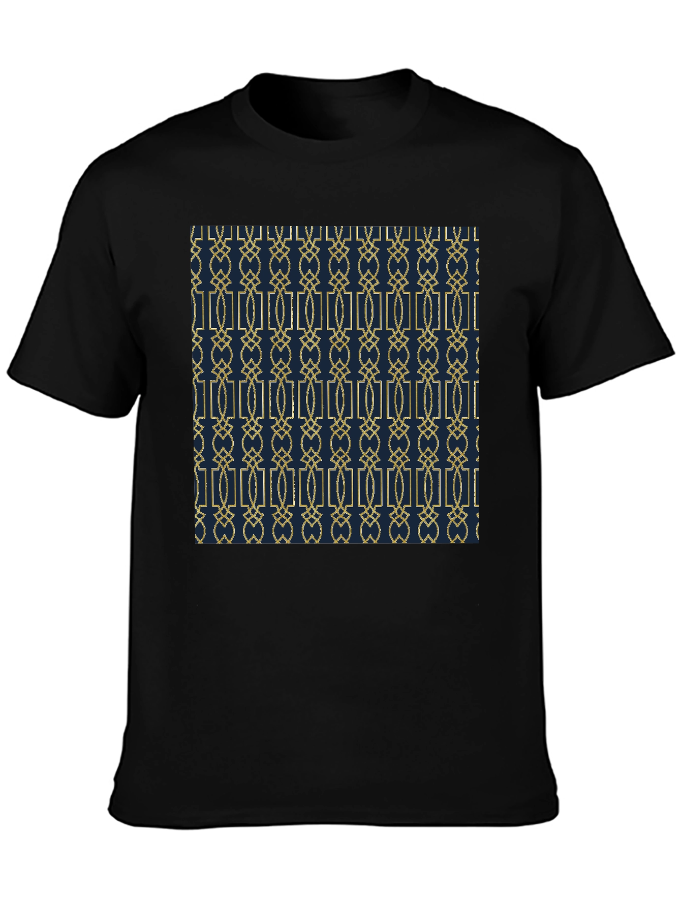 Geometric Pattern Print Black Tee