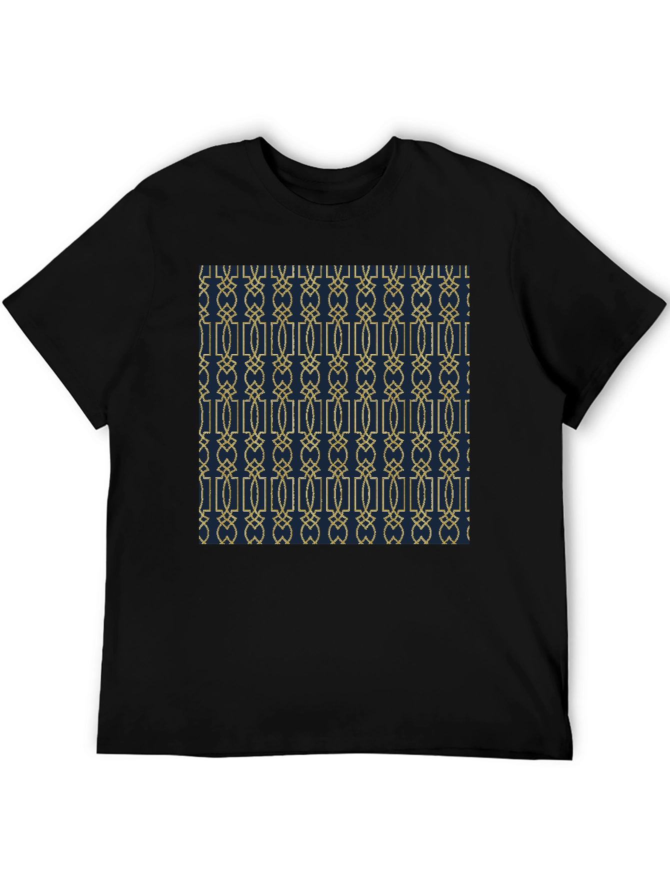 Geometric Pattern Print Black Tee