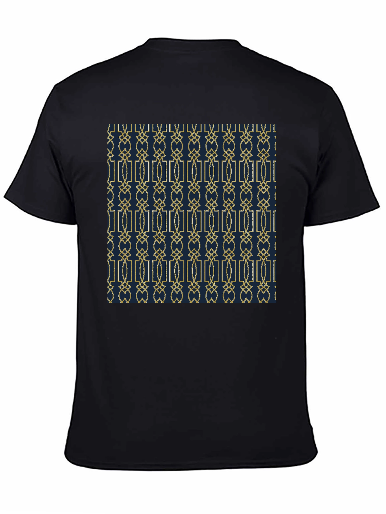 Geometric Pattern Print Black Tee
