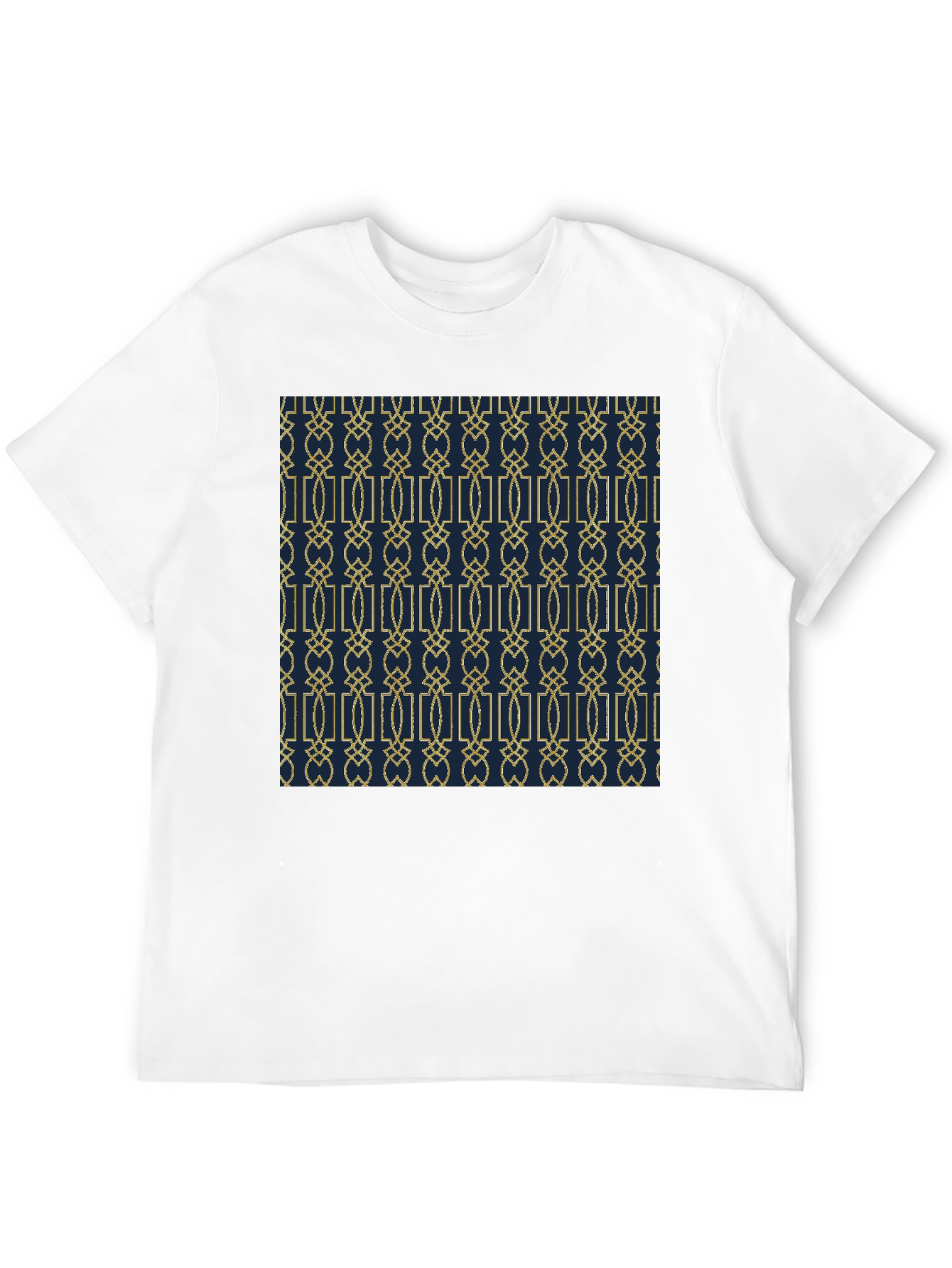 Geometric Pattern Print Black Tee