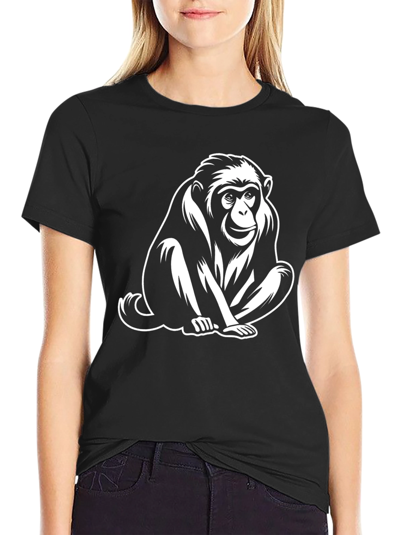 Monkey Graphic Tee - Black Cotton T-Shirt