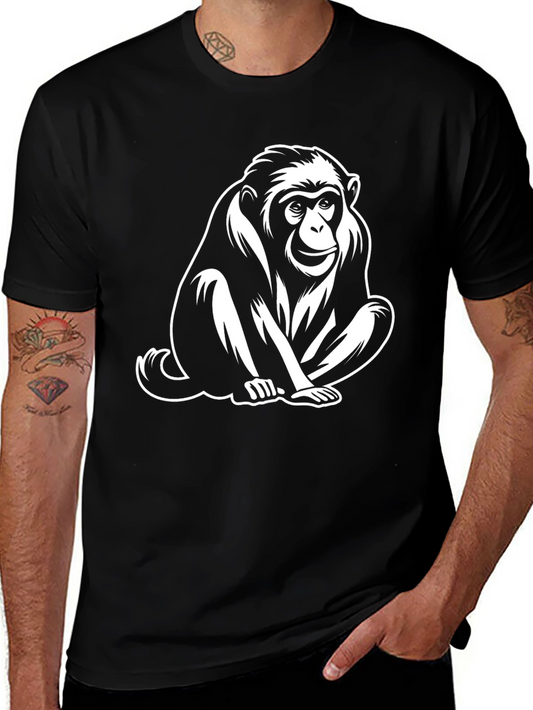 Monkey Graphic Tee - Black Cotton T-Shirt