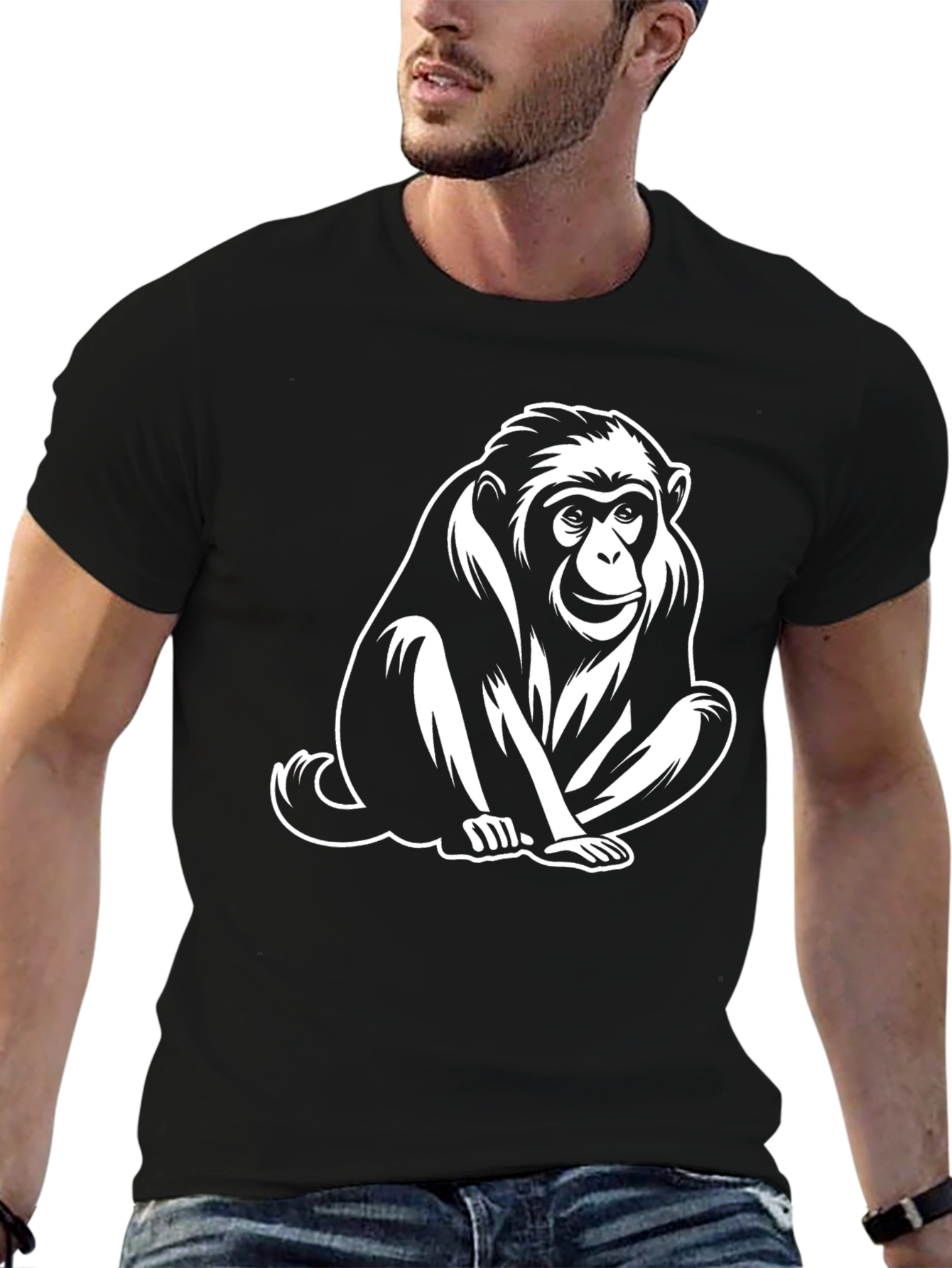 Monkey Graphic Tee - Black Cotton T-Shirt
