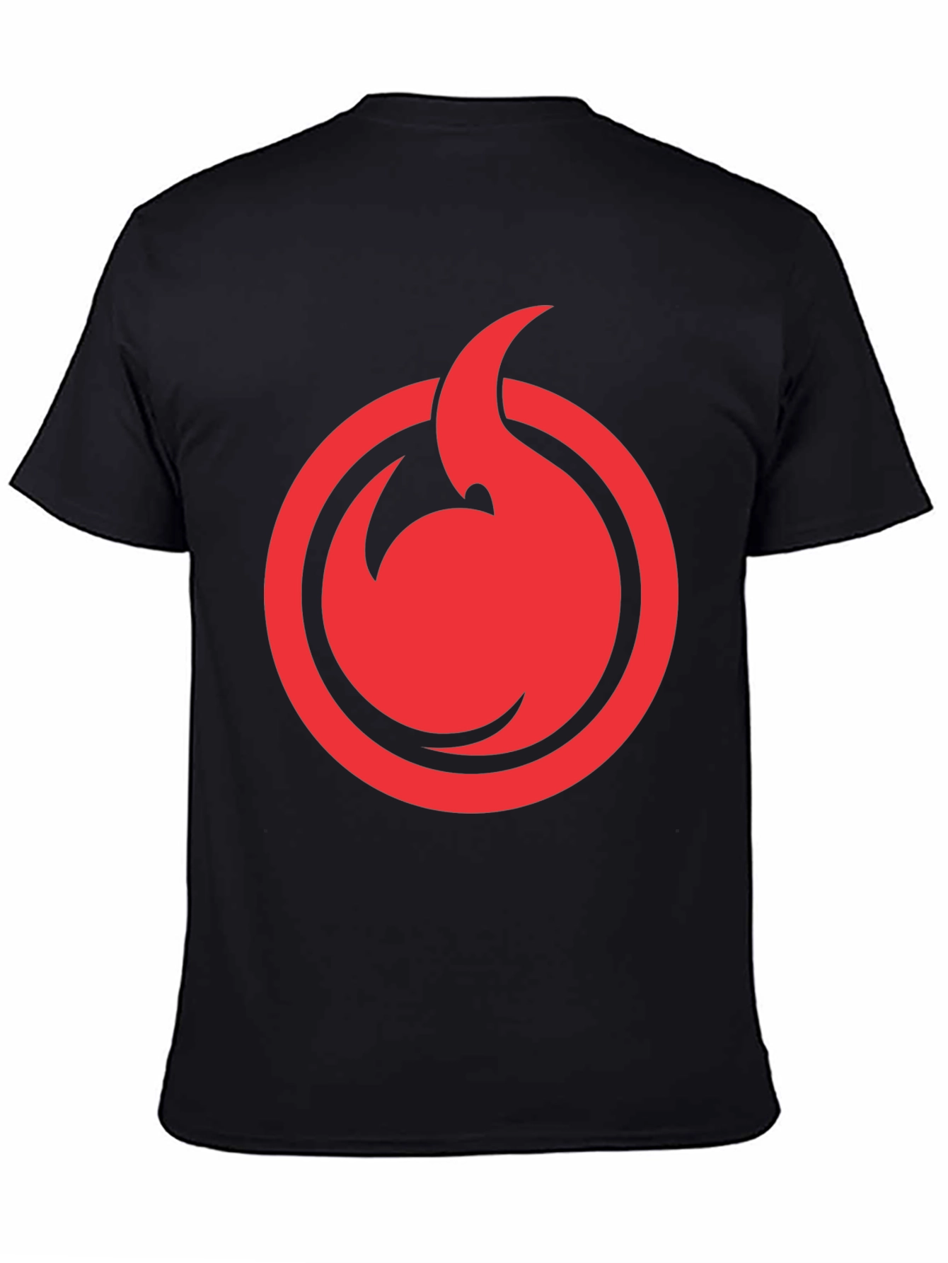 Red Flame Circle Graphic Black T-Shirt