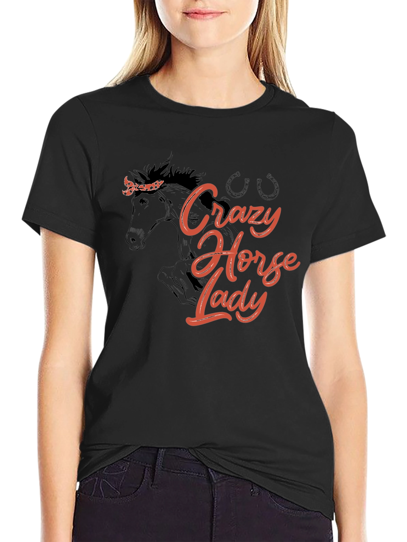 Crazy Horse Lady Graphic Tee - Black