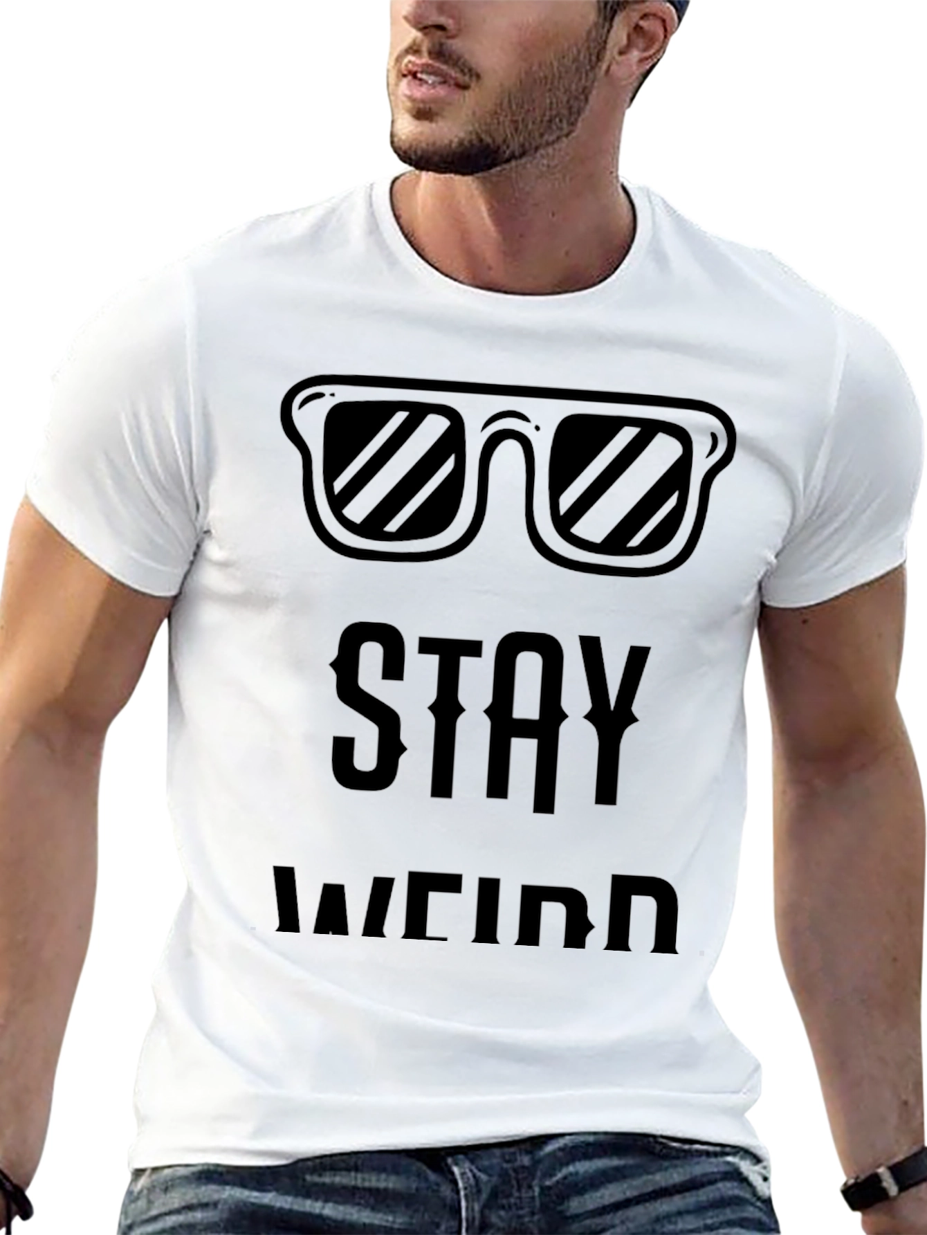 Stay Weird Graphic Black T-Shirt