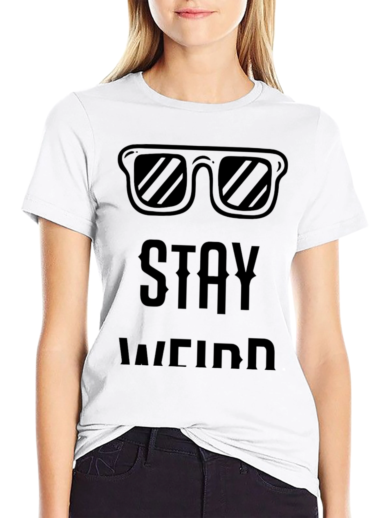 Stay Weird Graphic Black T-Shirt