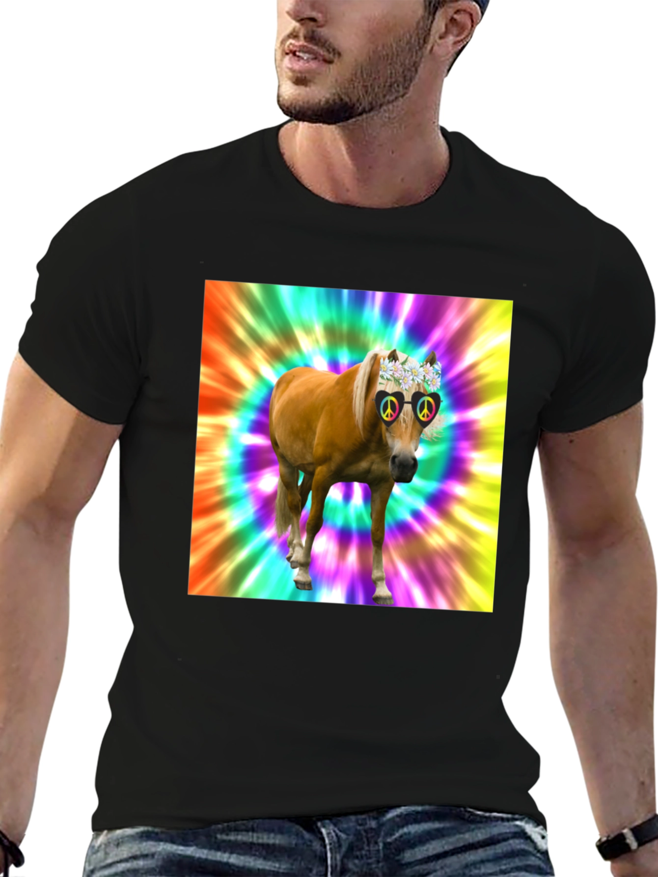 Hippie Horse Graphic Tee - Retro Style